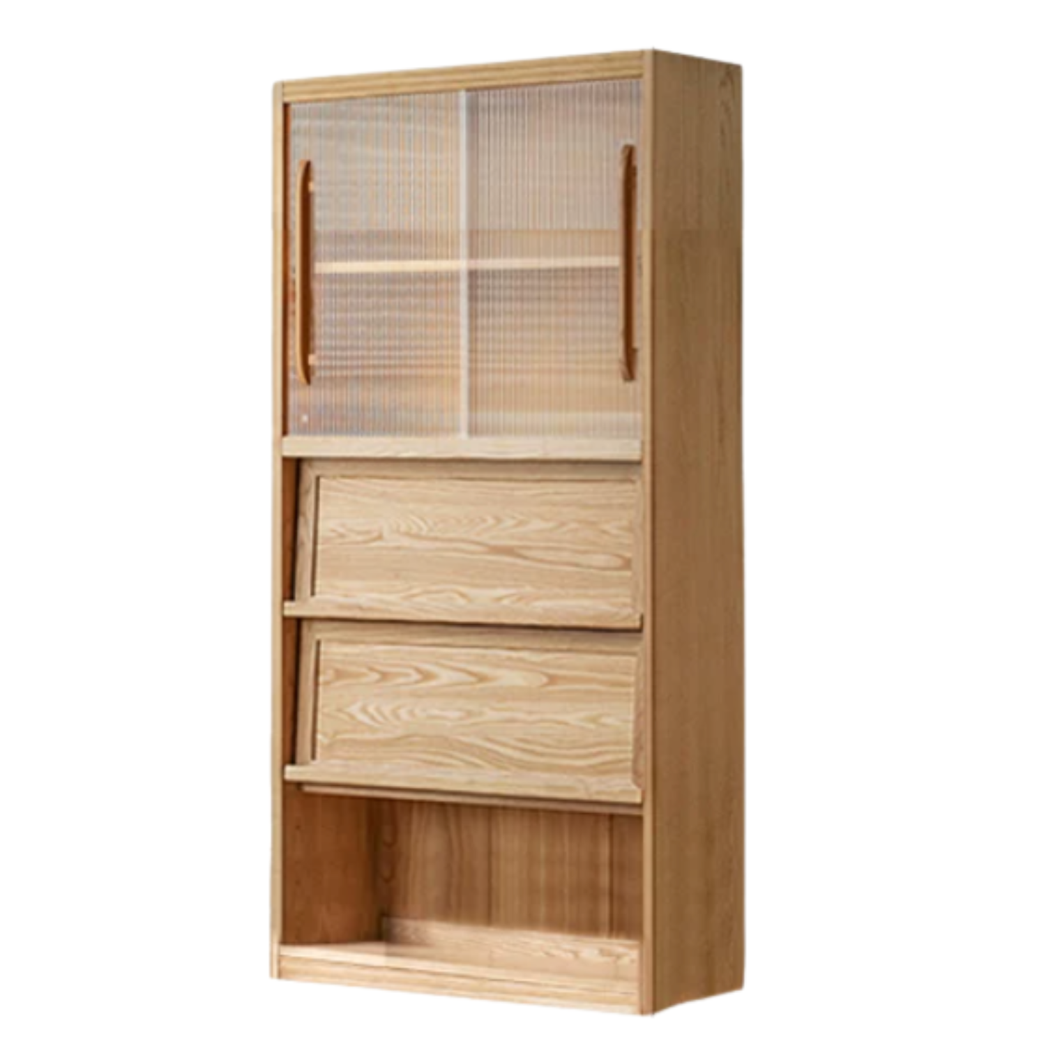 Ash Solid Wood Wall-Mounted Bookcase with Integrated Study Shelf