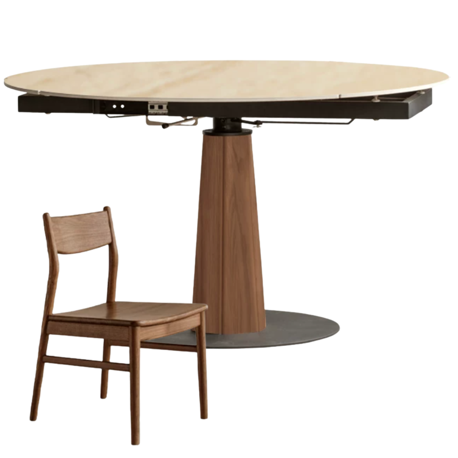 Cherry, Black Walnut, Ash Solid Wood Folding Retro Rock Plate Dining Table