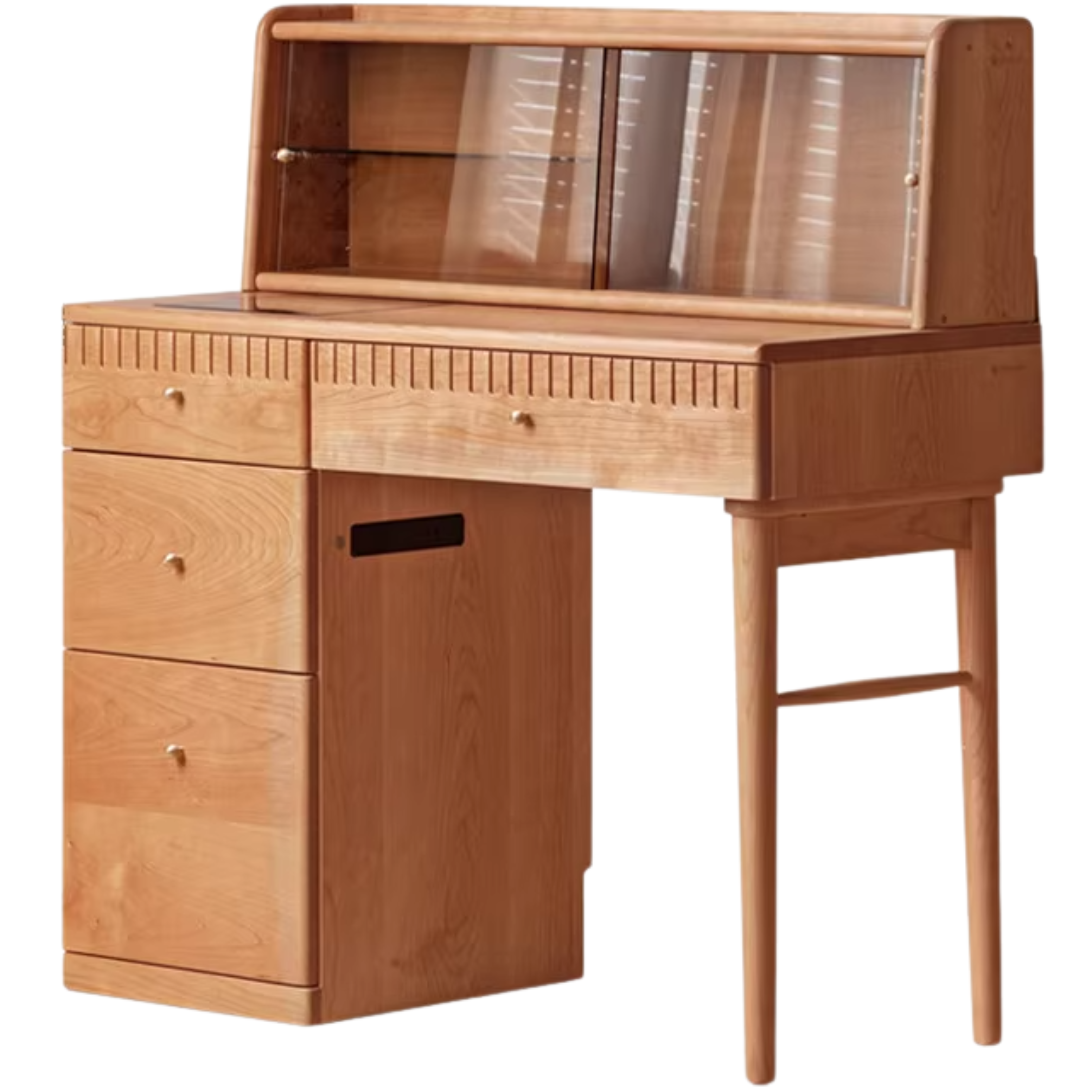 Cherry Solid Wood Retro Dressing Table Cabinet Integrated