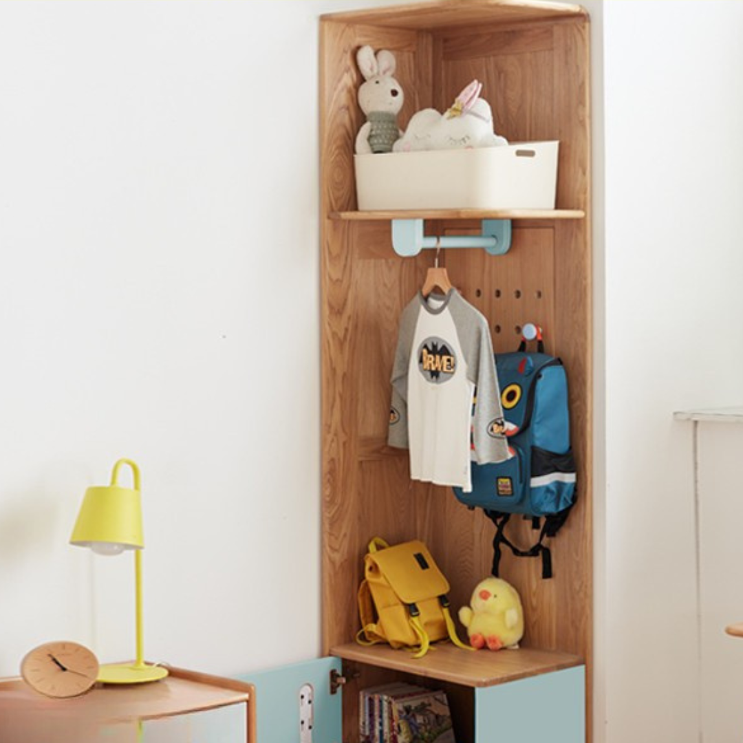 Beech Solid Wood Children's Wardrobe Cabinet