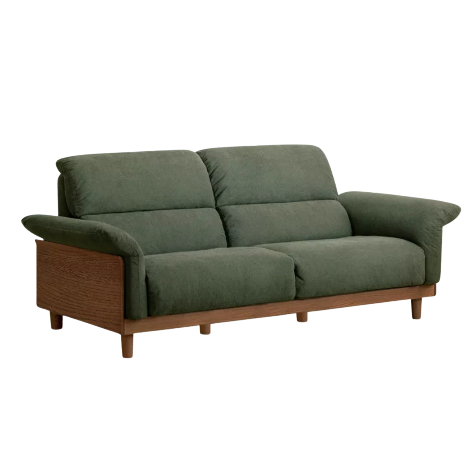 Oak Solid Wood Fabric Sofa, Couch with High Back Cushions, Durable Pet-Friendly Upholstery