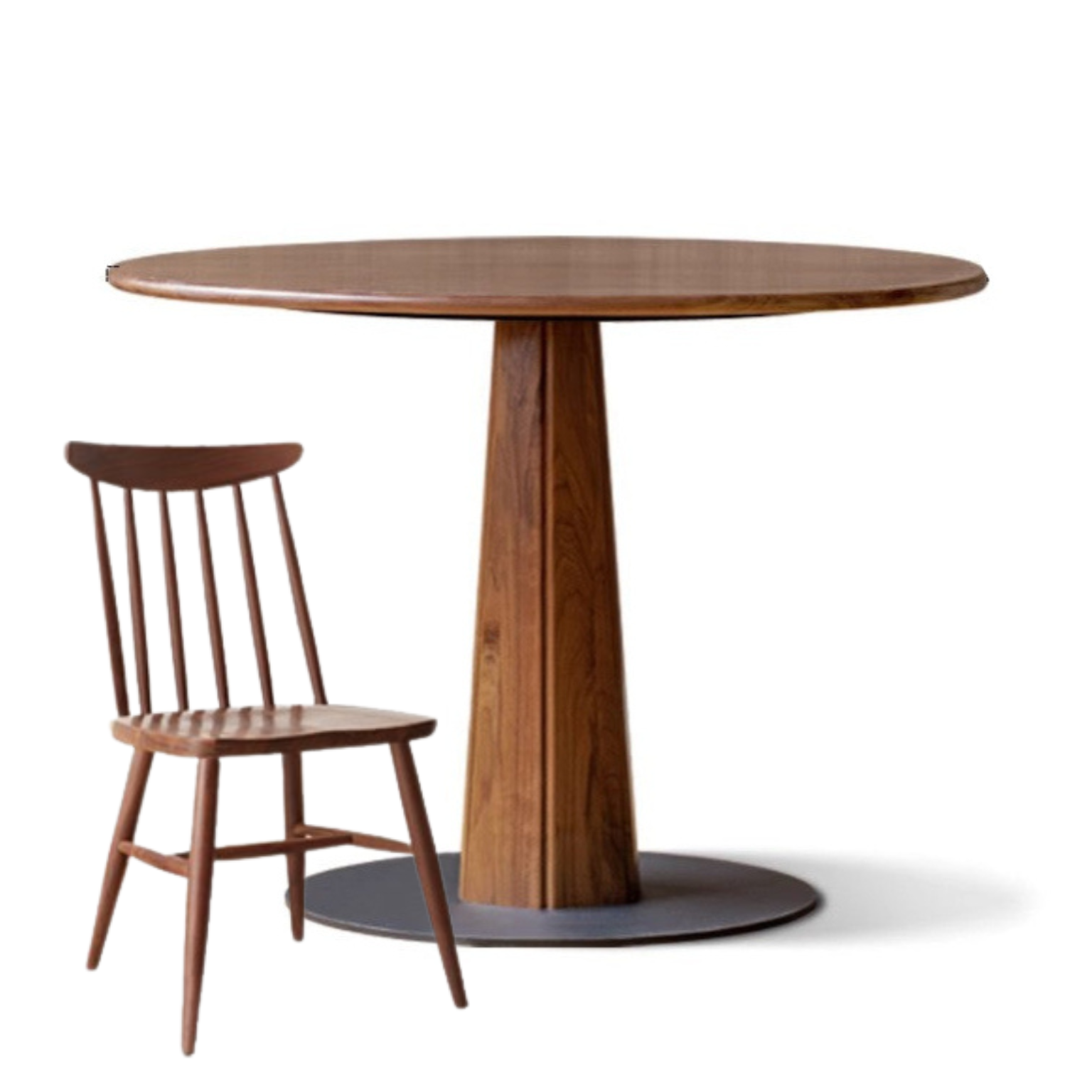 Black walnut solid wood round dining table