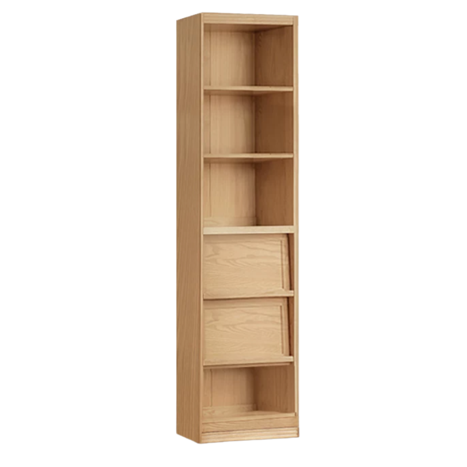 Ash Solid Wood Wall-Mounted Bookcase with Integrated Study Shelf