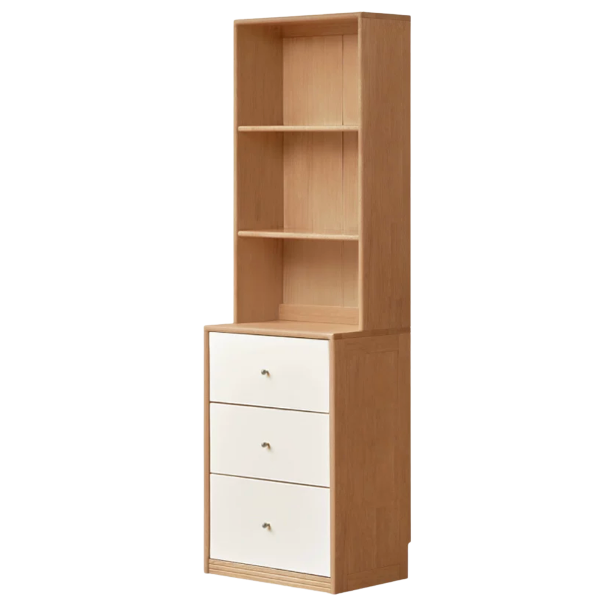 Oak Solid Wood, Solid Rubberwood Modular Glass Door Wall Unit Bookcase with Storage