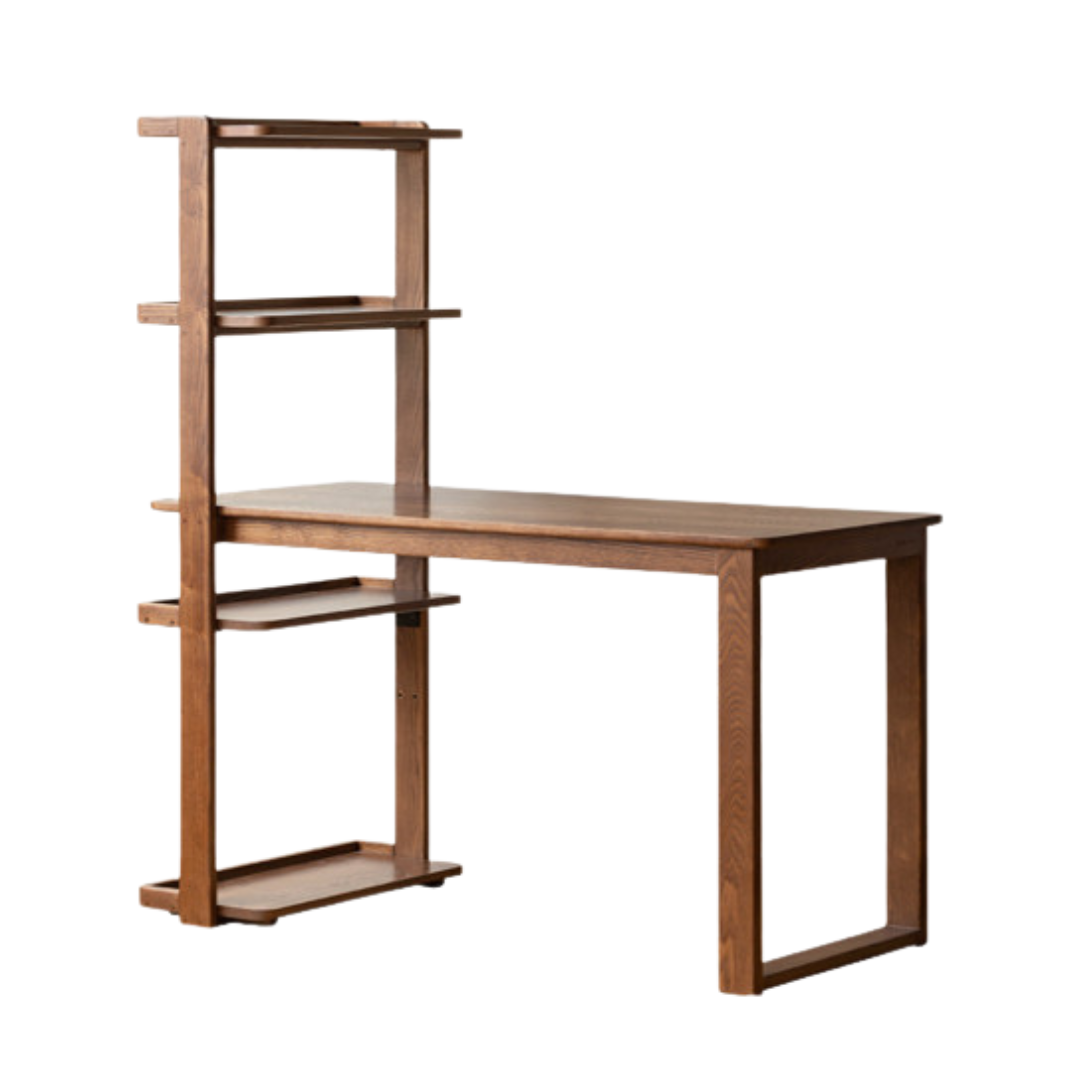 Black Walnut, Ash Solid Wood Desk Bookshelf