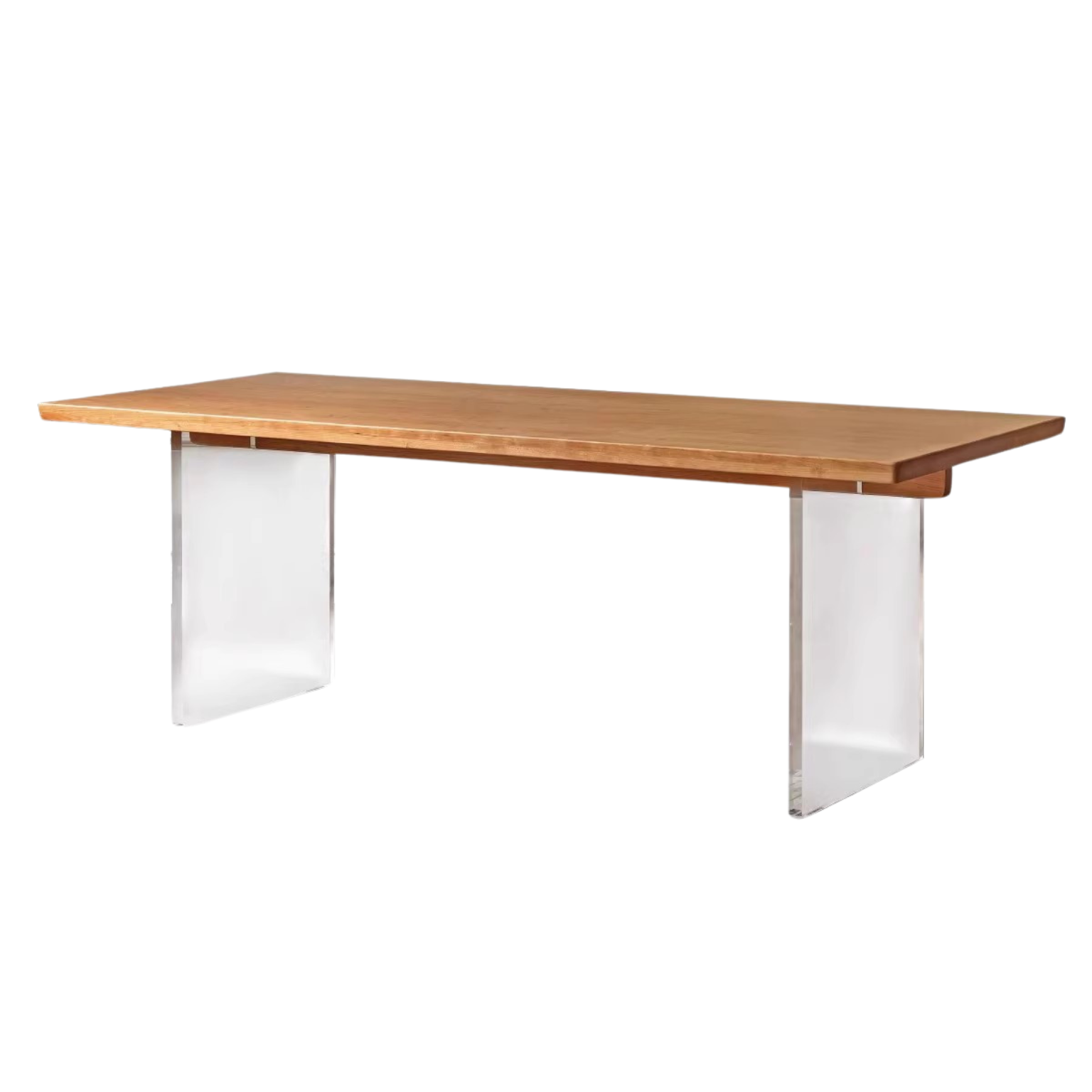 Oak, Cherry Solid Wood Acrylic Suspended Dining Table