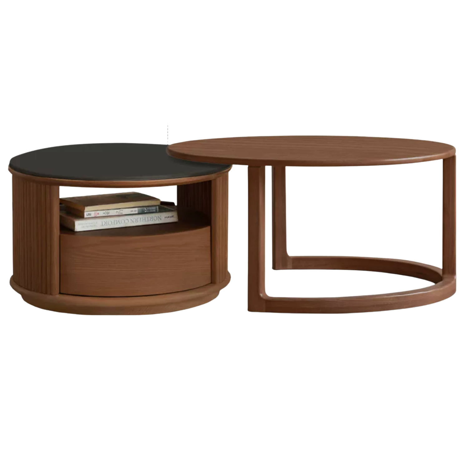 Ash Solid Wood Modern Rock Plate Round Table Coffee