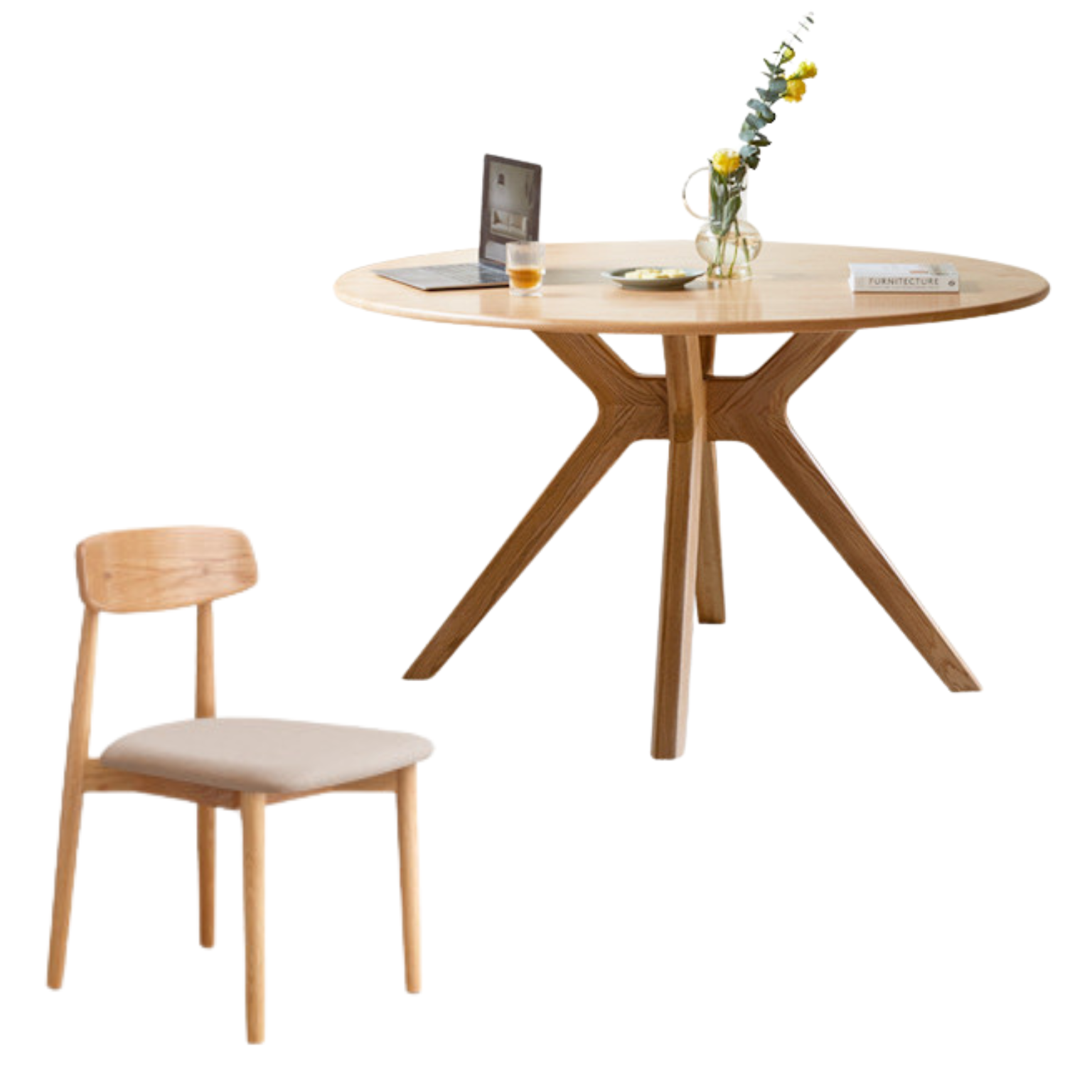 Oak Solid Wood Round dining Table -