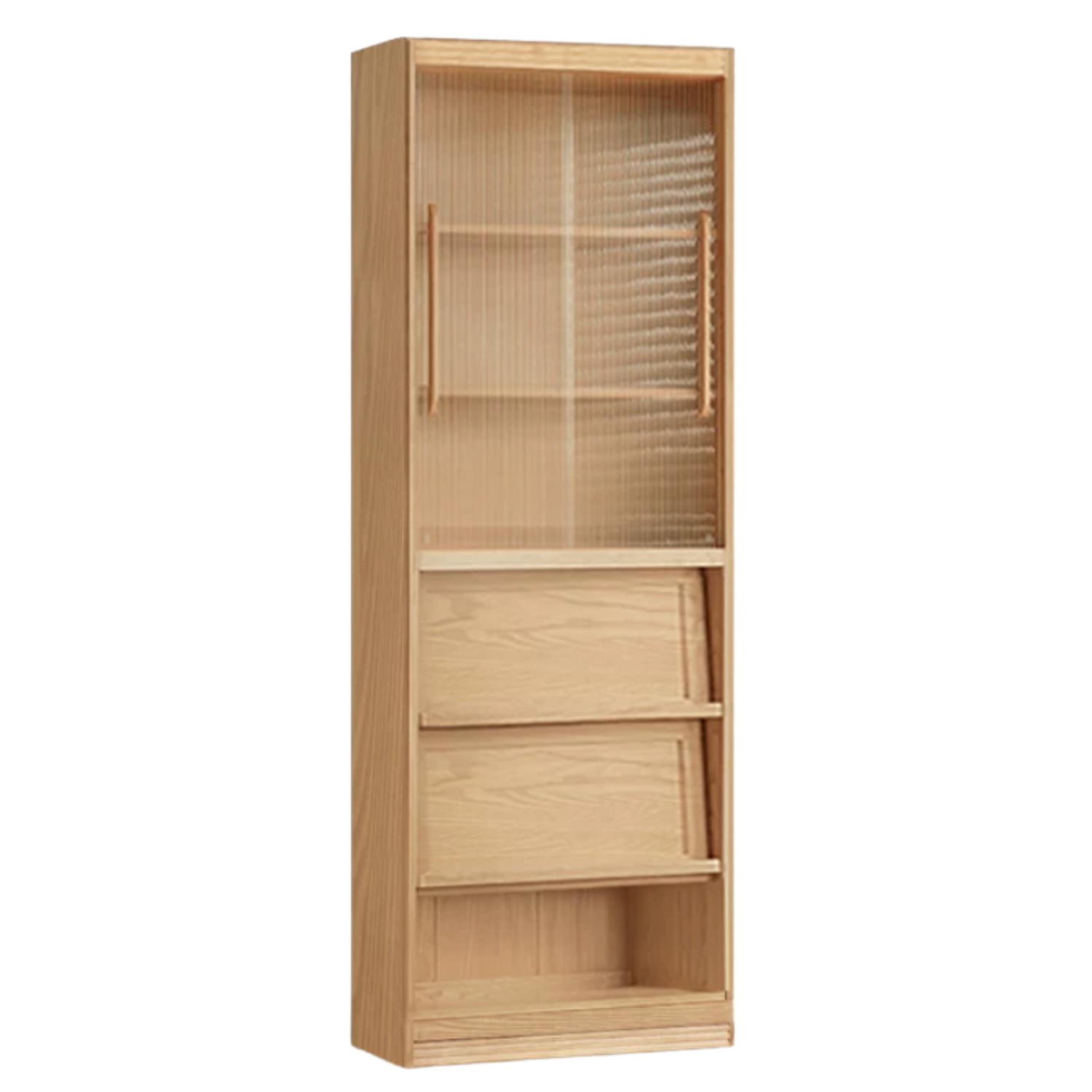 Ash Solid Wood Wall-Mounted Bookcase with Integrated Study Shelf