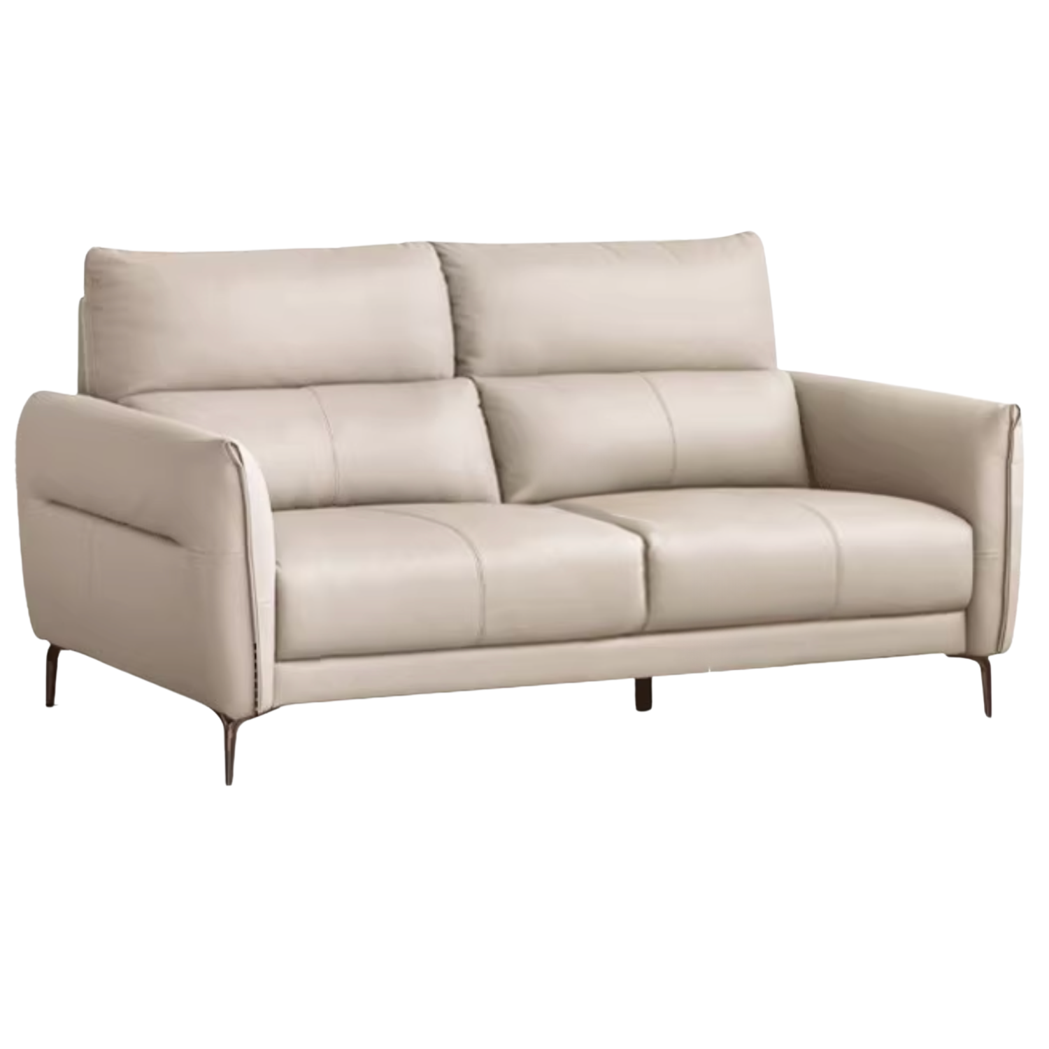 Genuine Leather High-Back Modern Sofa