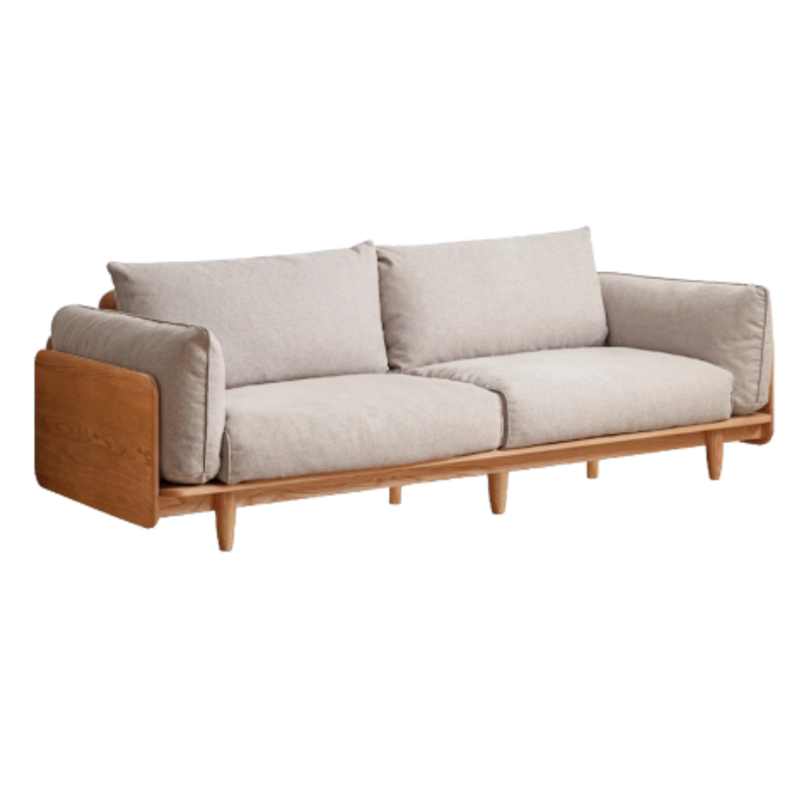 Cherry Wood Sofa Genuine Leather, Fabric