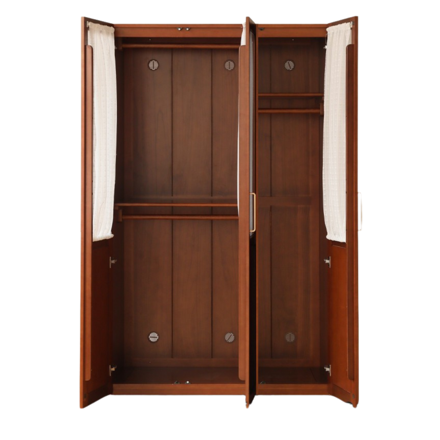 Poplar Solid Wood Modern Retro Style Double Door Wardrobet