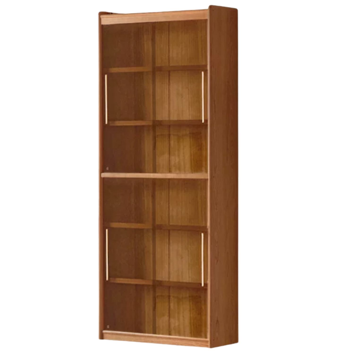 Cherry Solid Wood Bookcase with Wall Integration and Floor Storage Cabinet