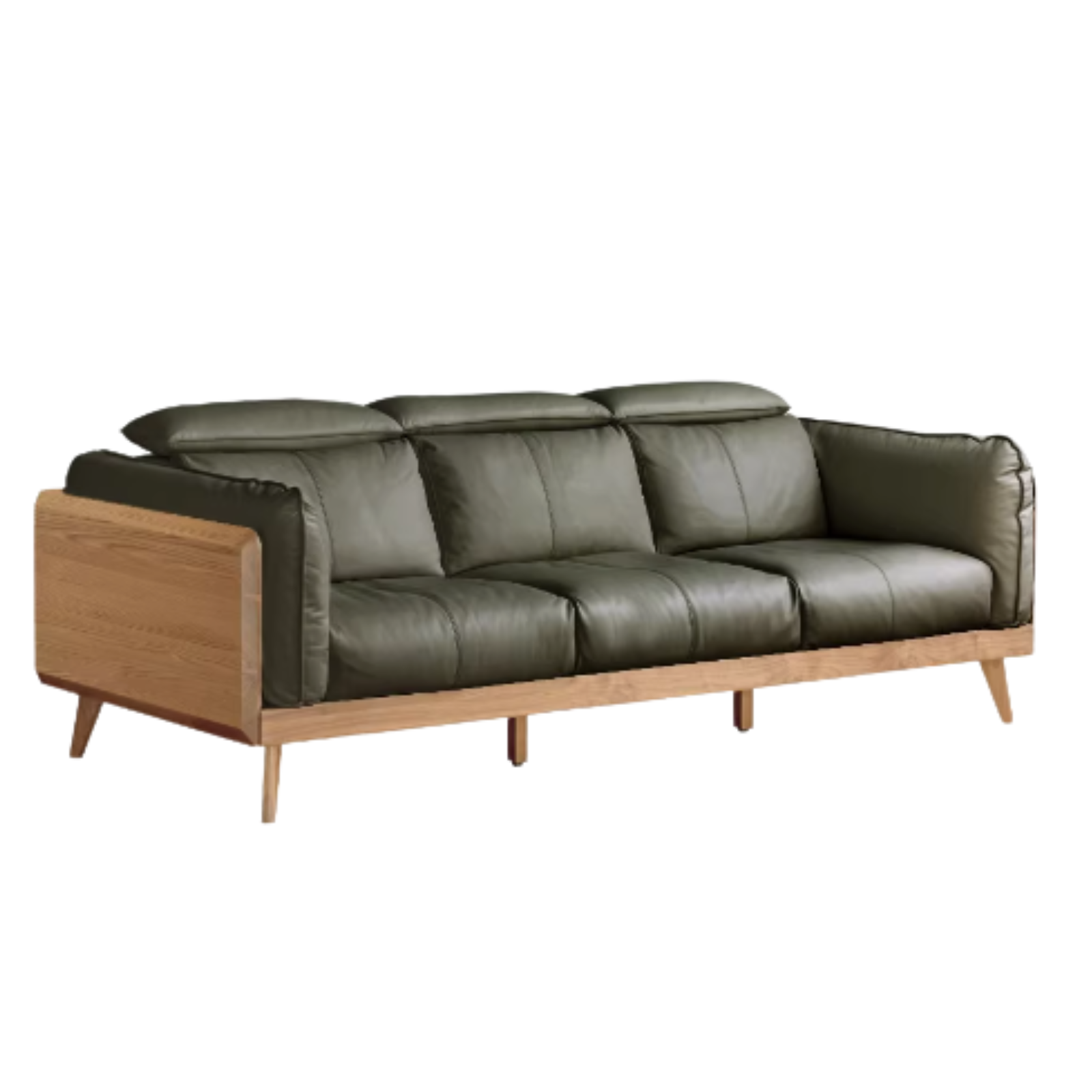 Black Walnut, Ash Solid Wood Genuine Leather Down Sofa)