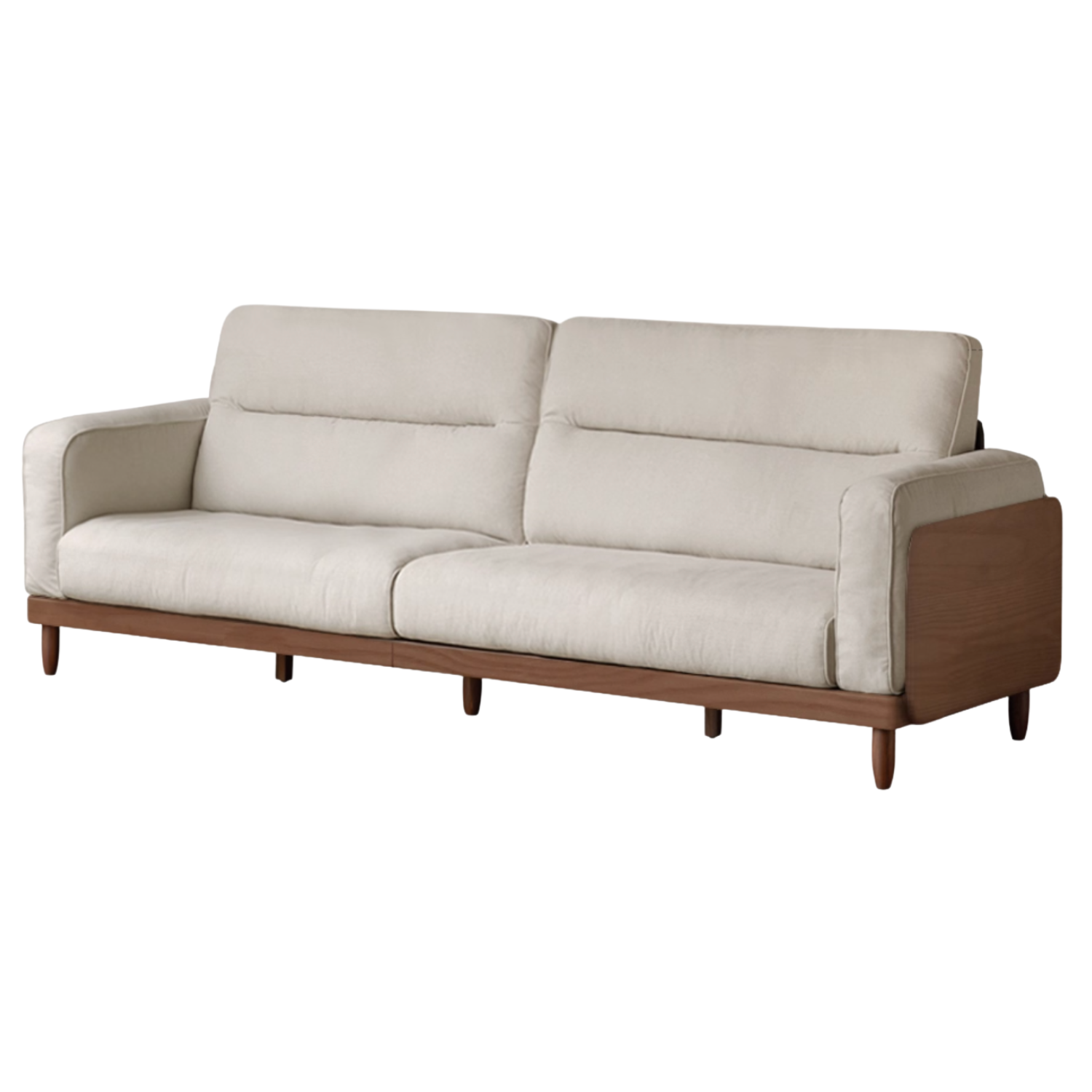 Sandalwood, Ash Solid Wood Genuine Leather, fabric High-Back Sofa