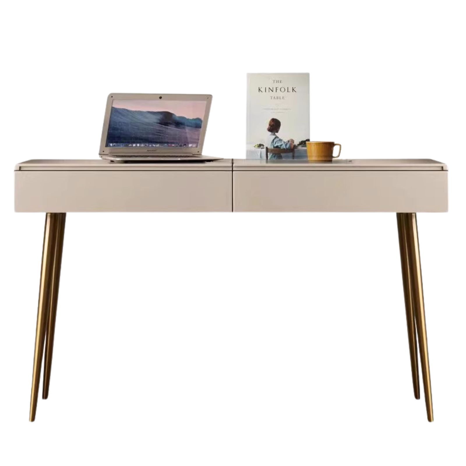 Poplar solid wood Flip Mirror Dressing Table Italian Light Luxury -