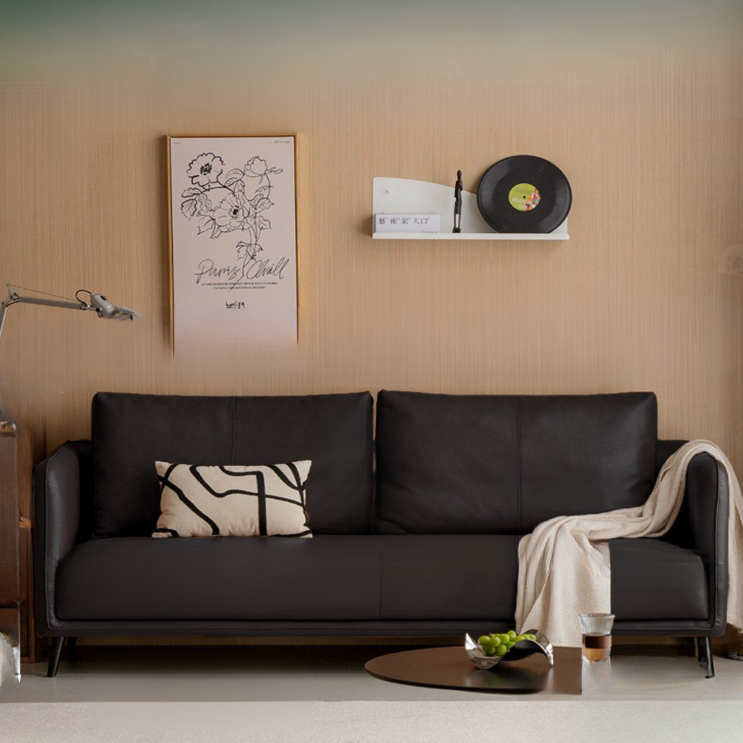 Genuine Leather Sofa, Italian Minimalist Design