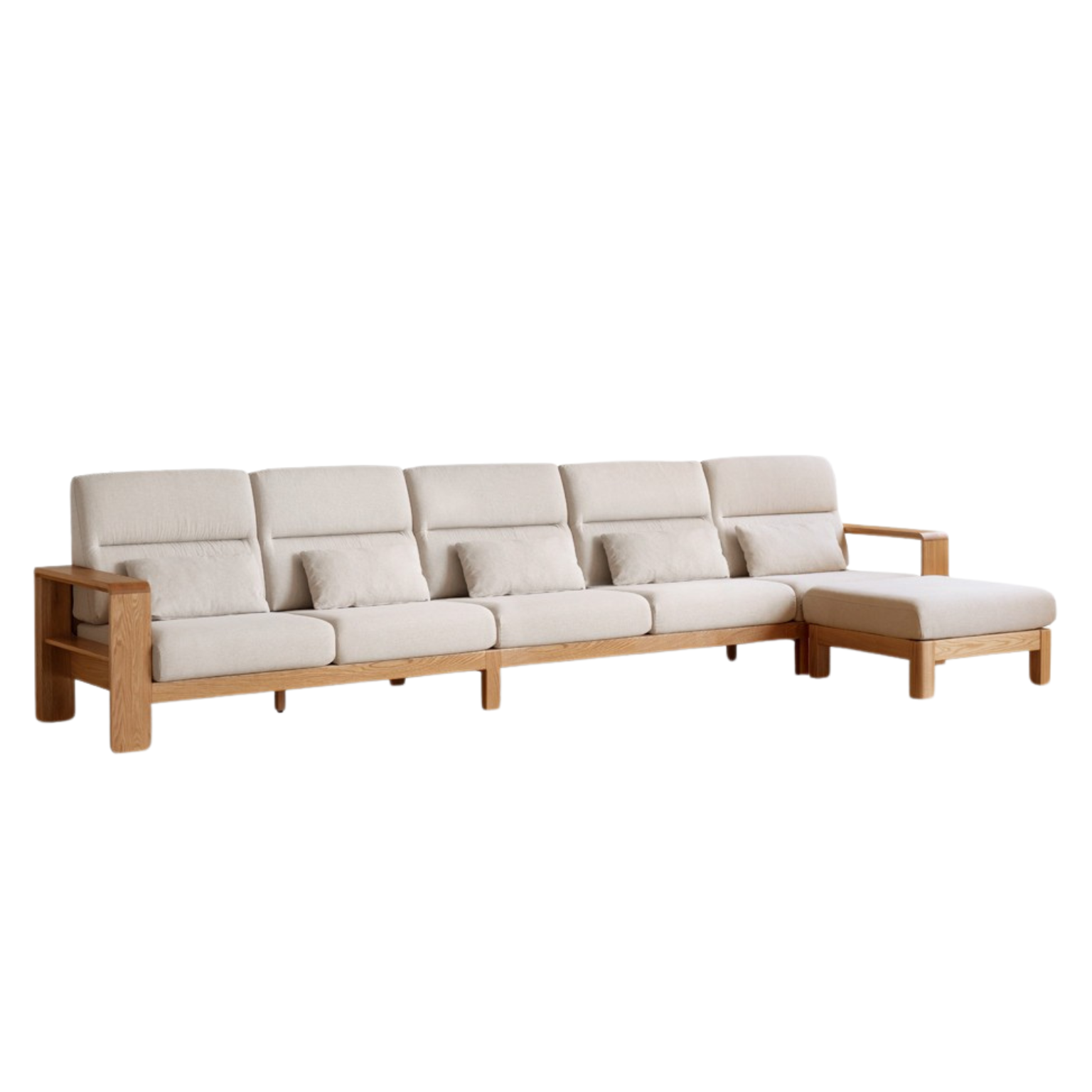 Oak Solid Wood Modern Log Style Corner Fabric Sofa