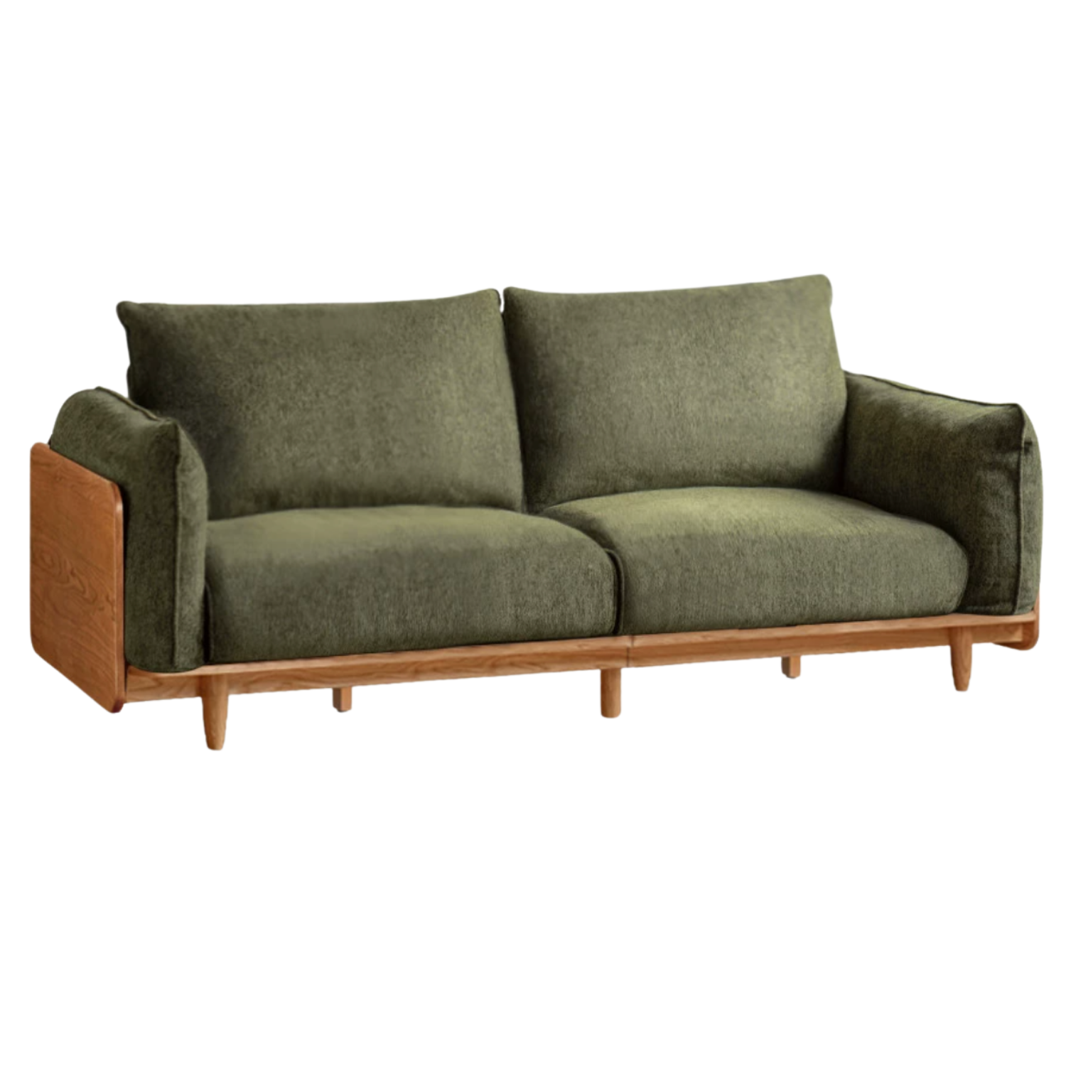 Cherry Wood Contemporary Casual Sofa Genuine Leather, Fabric