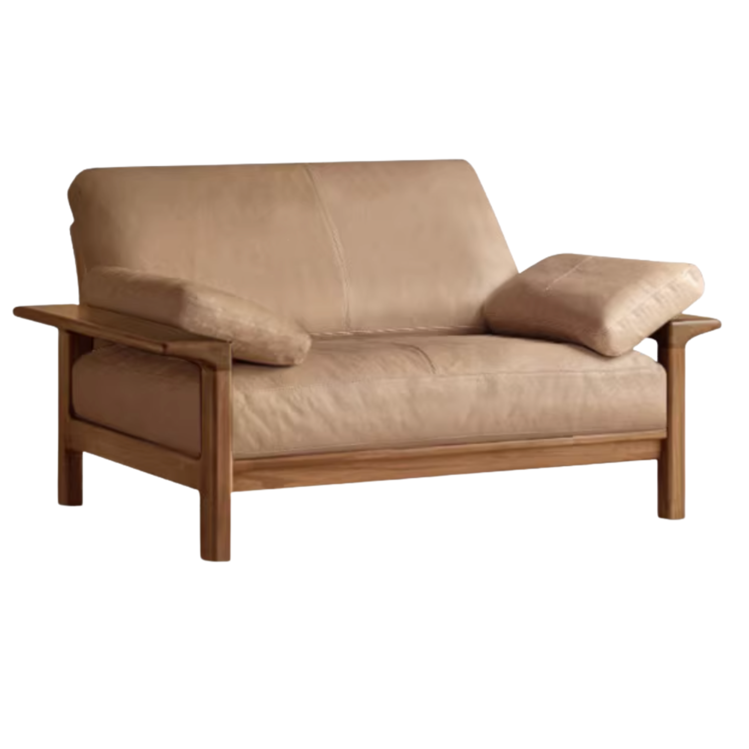 Black Walnut, Ash Solid Wood Wabi Sabi Style Genuine Leather Sofa, fabric sofa