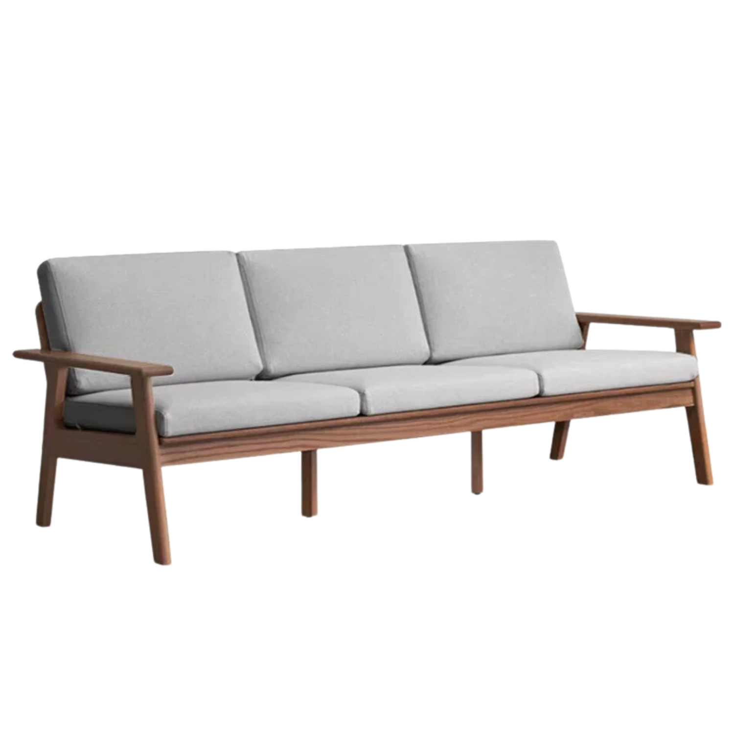 Oak Solid Wood Slat Back Sofa with Exposed Wood Frame