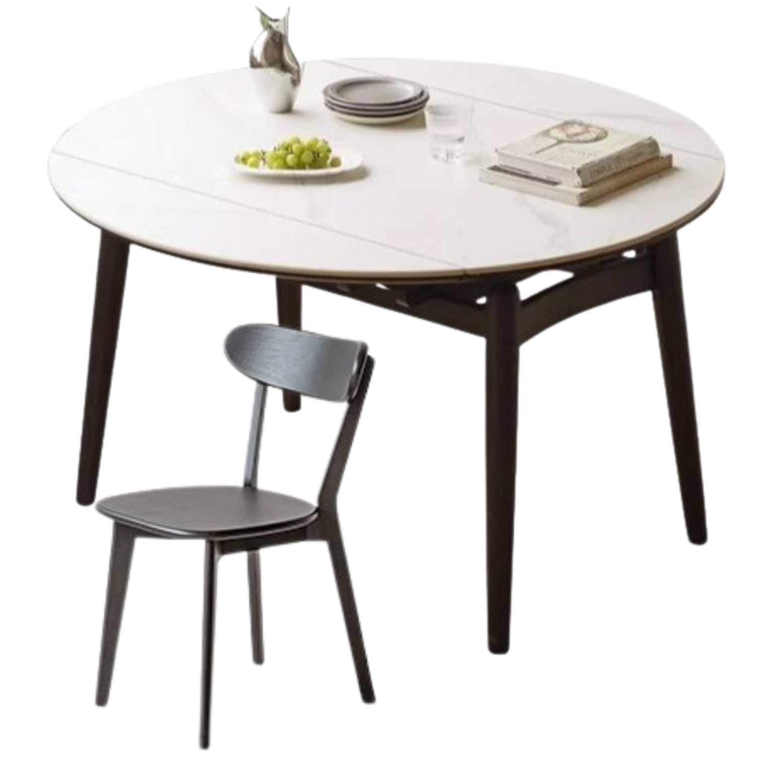 Oak Solid Wood Light Luxury Retractable Rock Dining Table