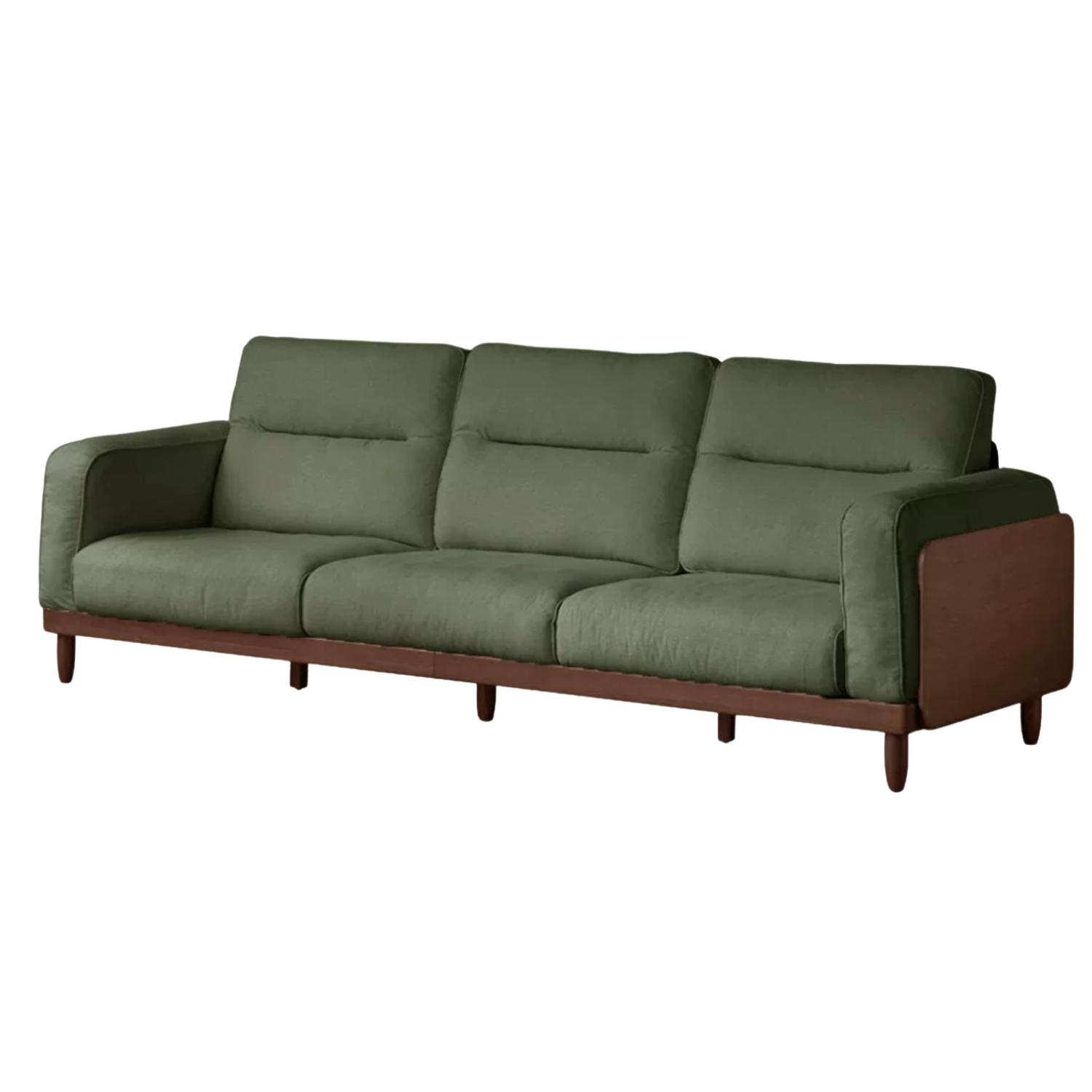 Sandalwood, Golden Pearwood, Ash Solid Wood Genuine Leather, fabric High-Back Sofa