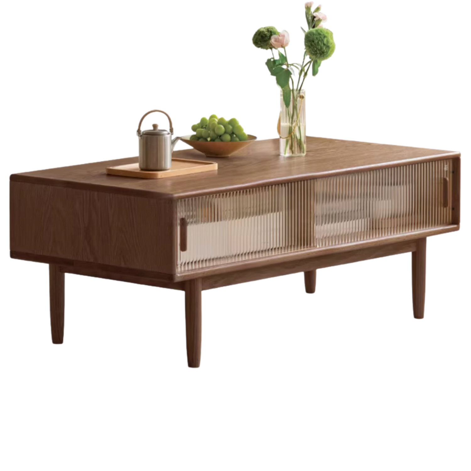 Black Walnut, Oak, Solid Rubberwood Solid Wood Modern Style Tea Table