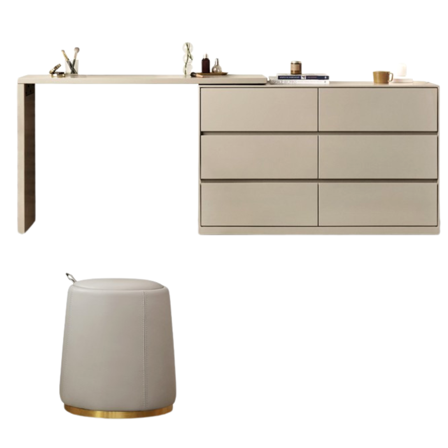 Poplar solid wood light luxury L-shaped corner dressing table: