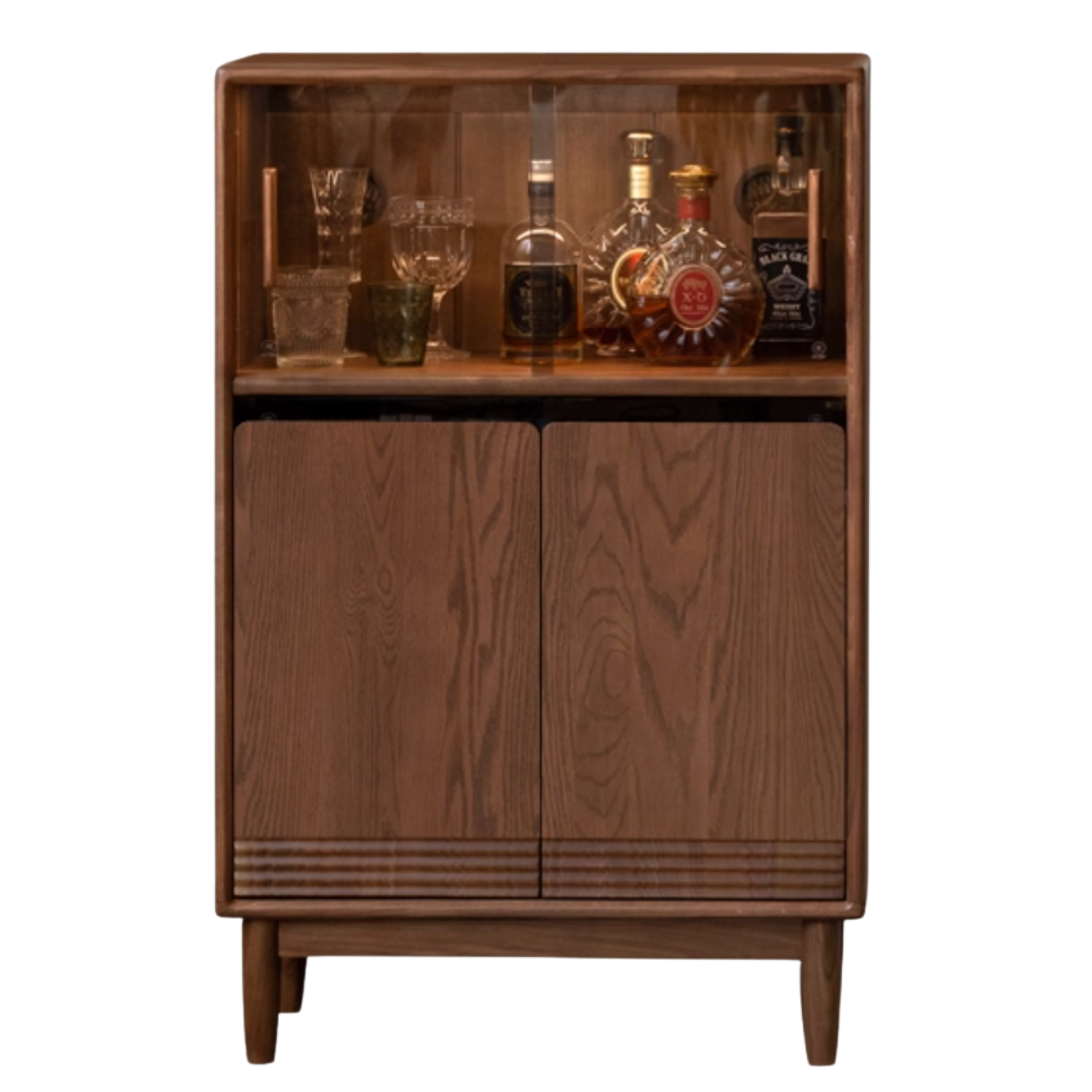 Black Walnut, Oak Solid Wood Modern Side Cabinet