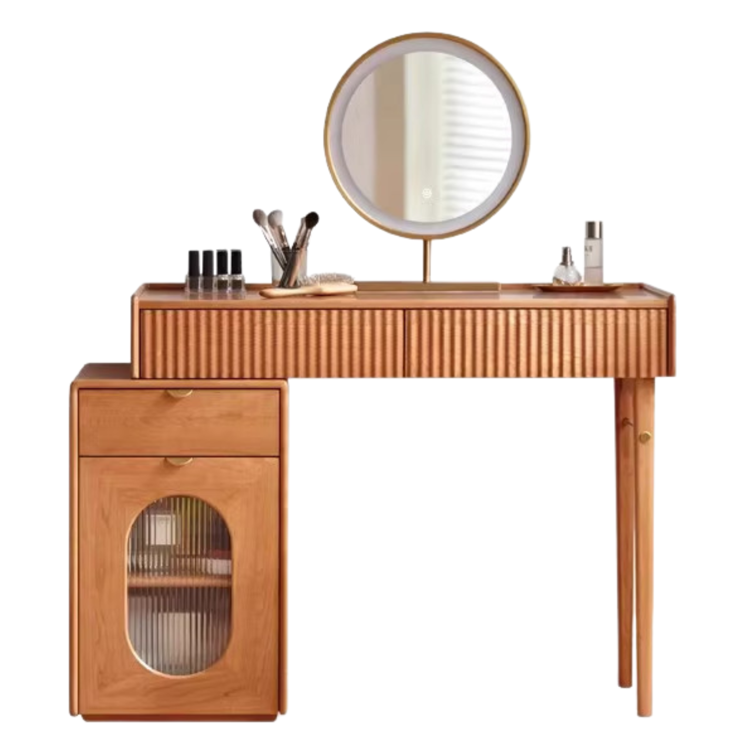 Cherry Wood Dressing Table, Storage Cabinet-