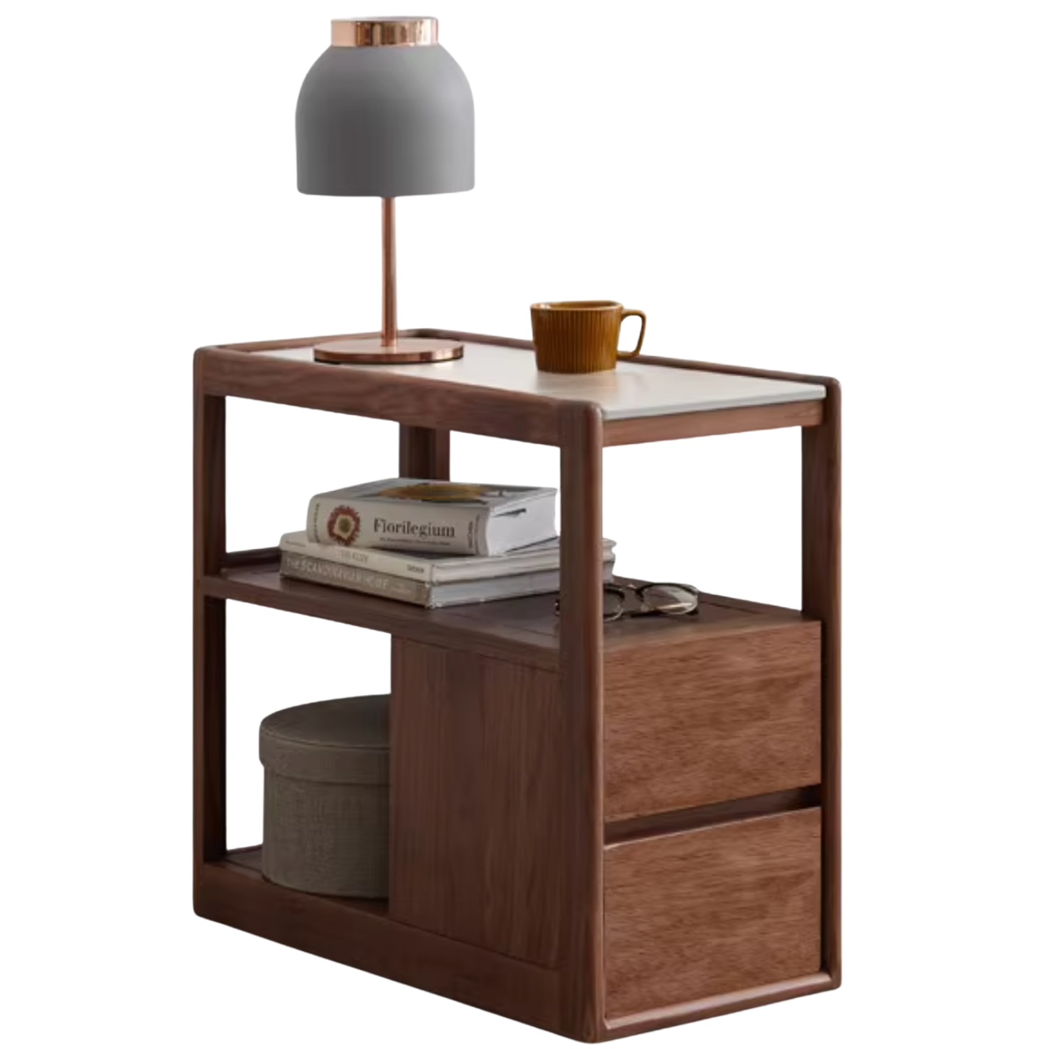 Black Walnut, Solid Sandal Wood With Slate Top Side Table