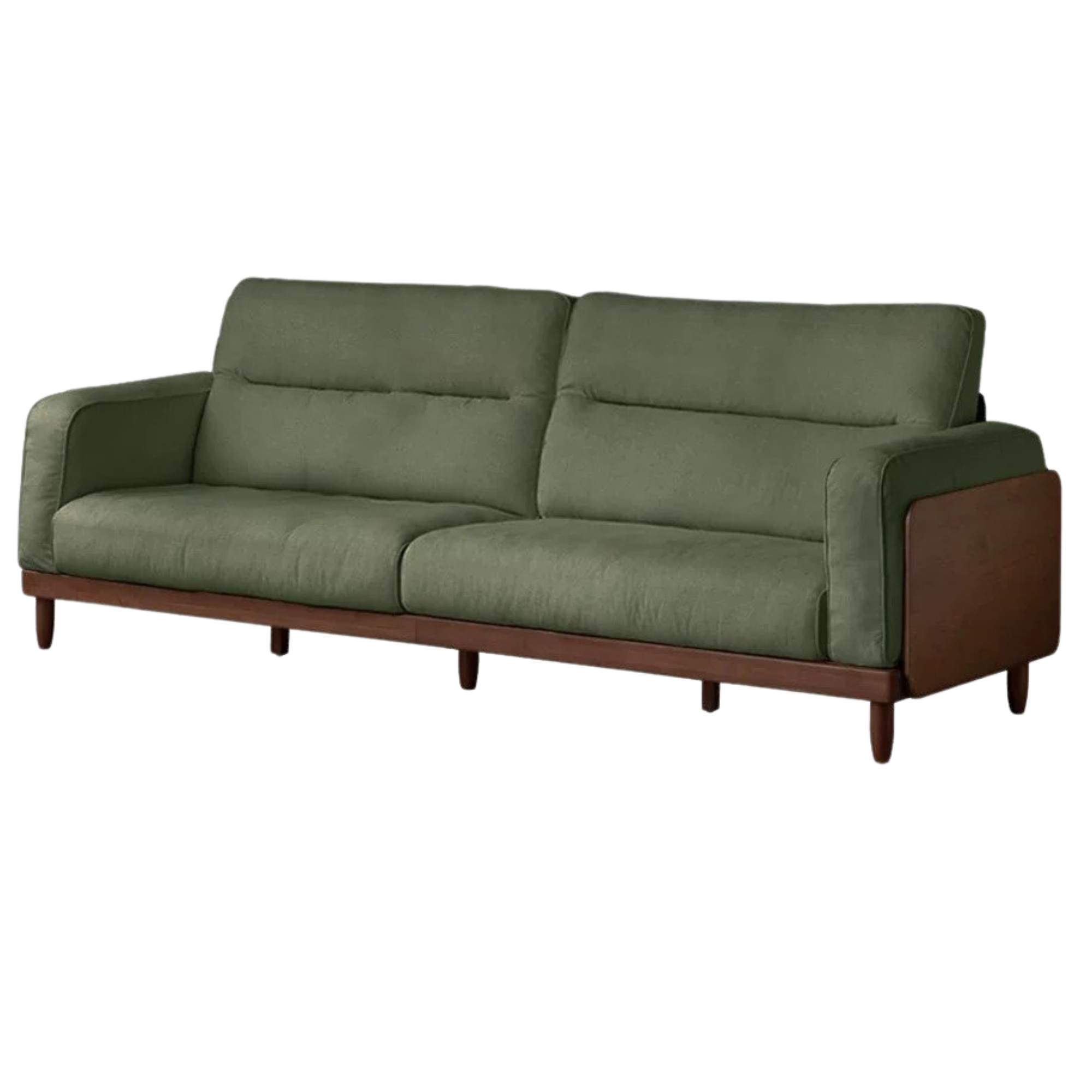 Sandalwood, Ash Solid Wood Genuine Leather, fabric High-Back Sofa