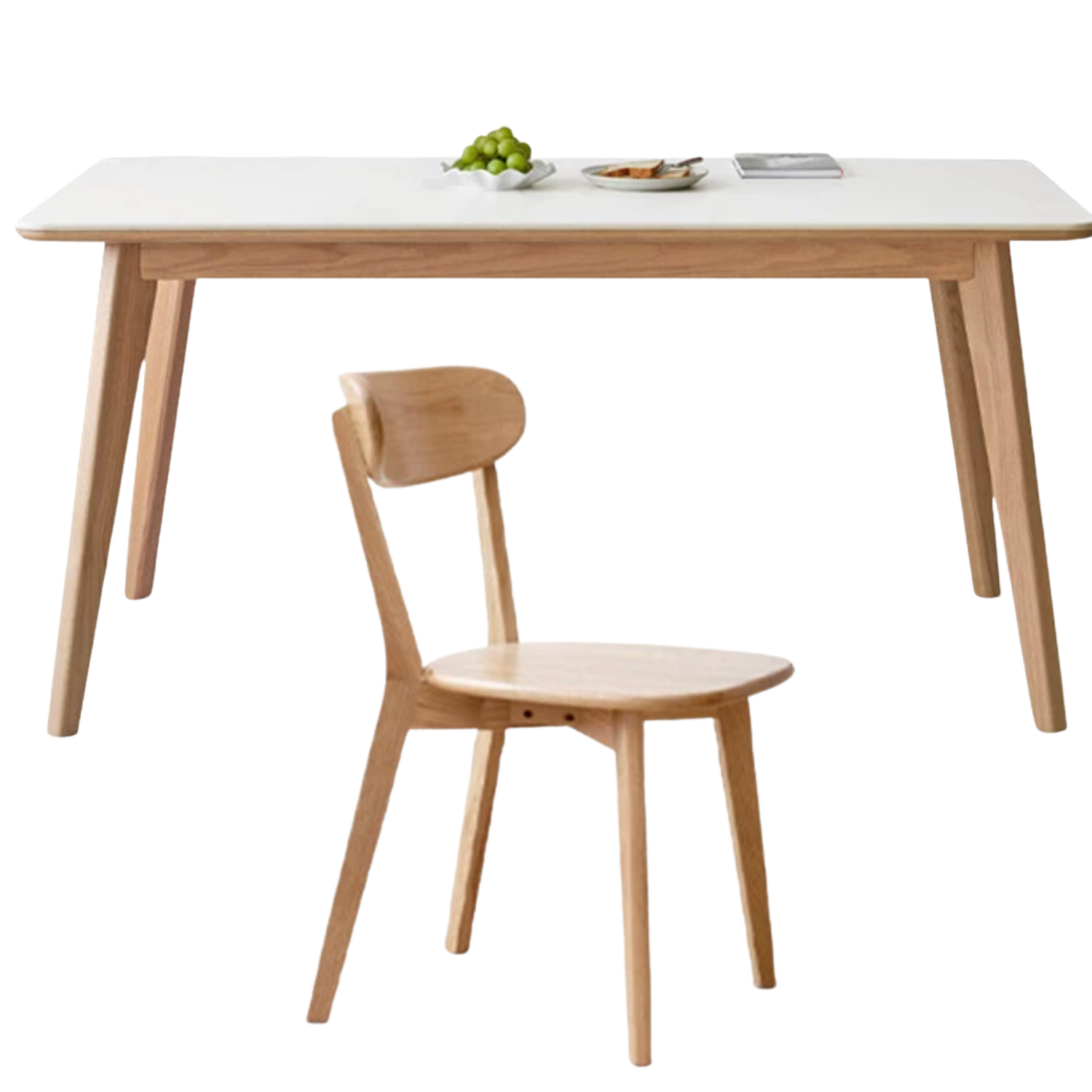 Ash, Oak Solid Wood Modern Rock Plate Dining Table