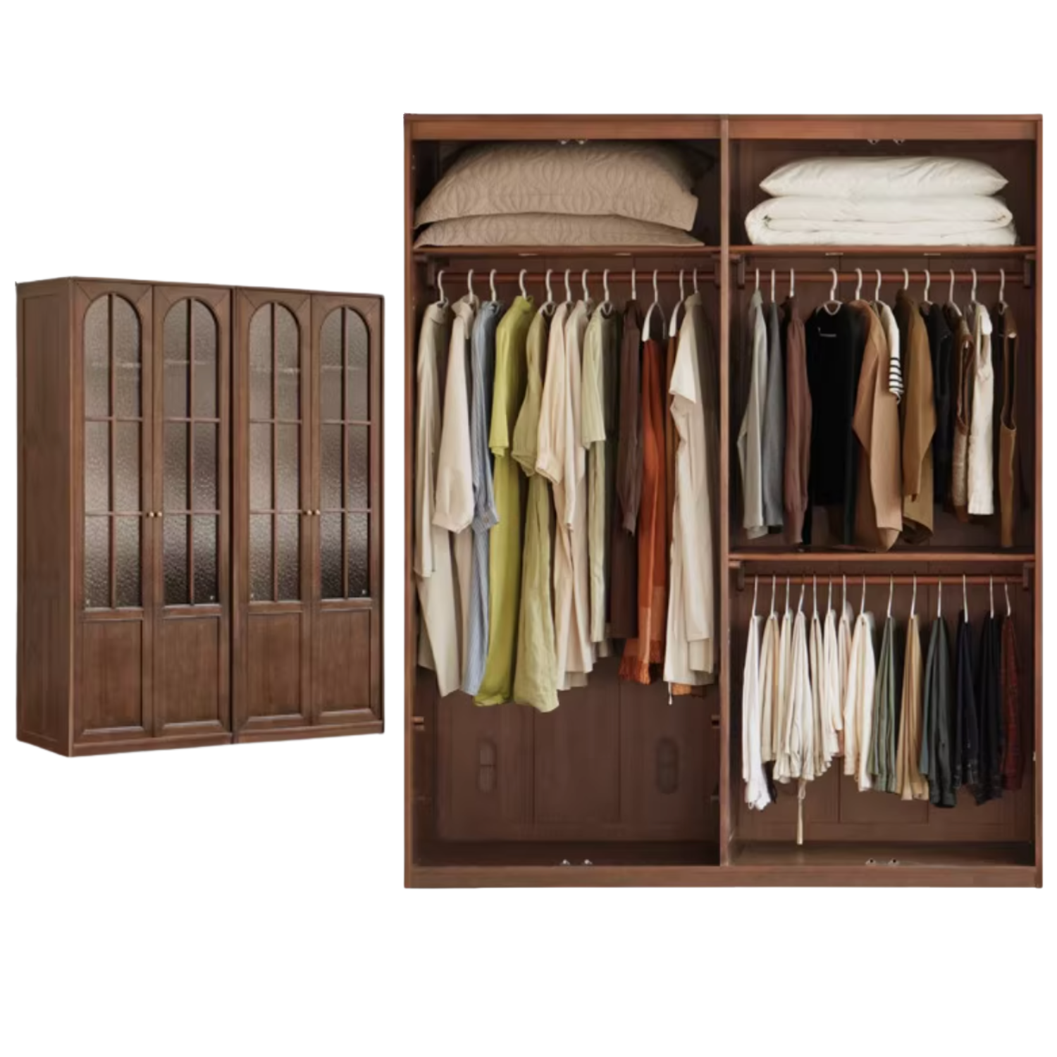 Solid Sandalwood French Retro Style Wardrobe
