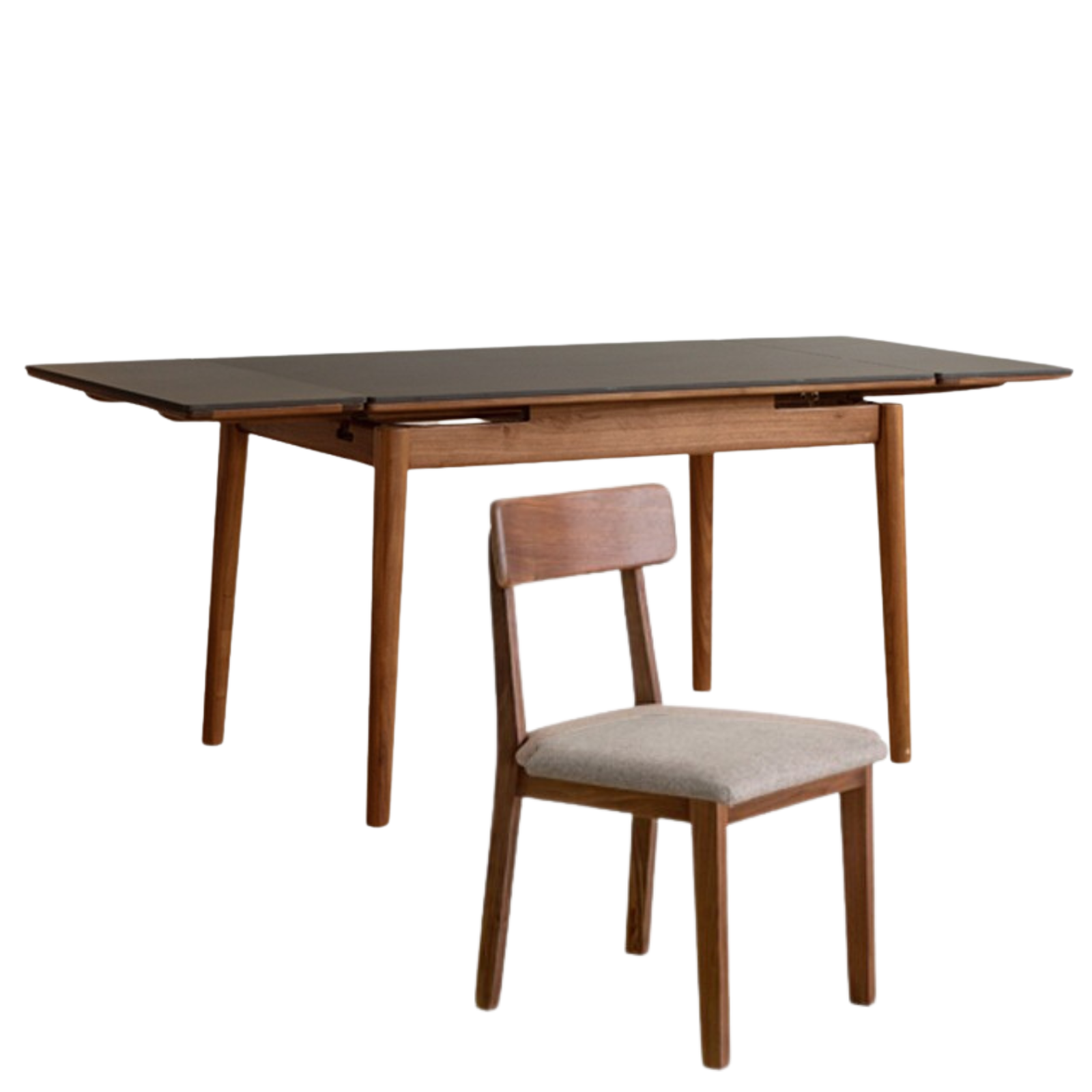 Black Walnut Solid Wood Rock Plate Foldable Dining Table