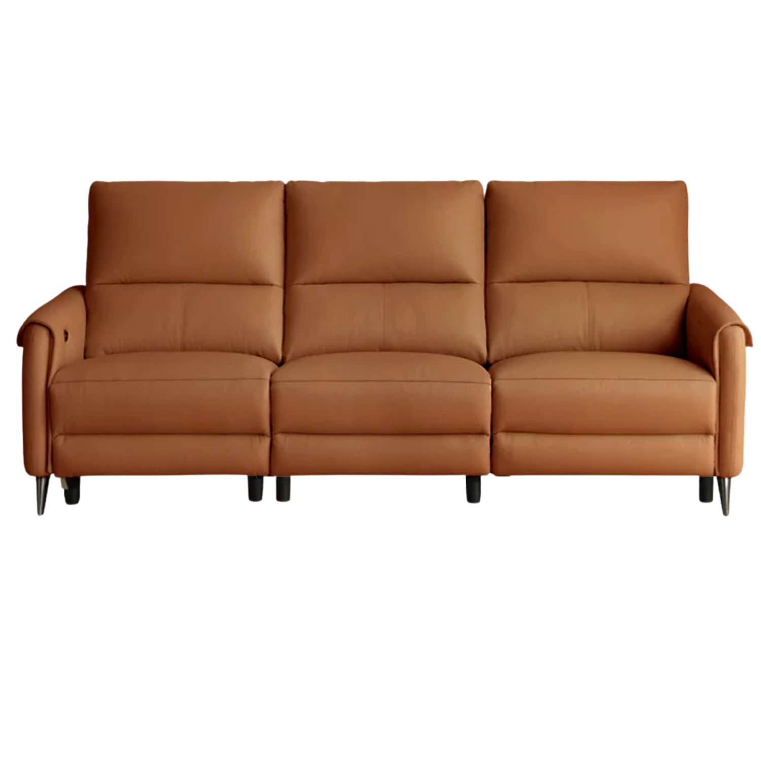 Genuine Leather Power Reclining Sofa with Wall-Hugger Track Arms