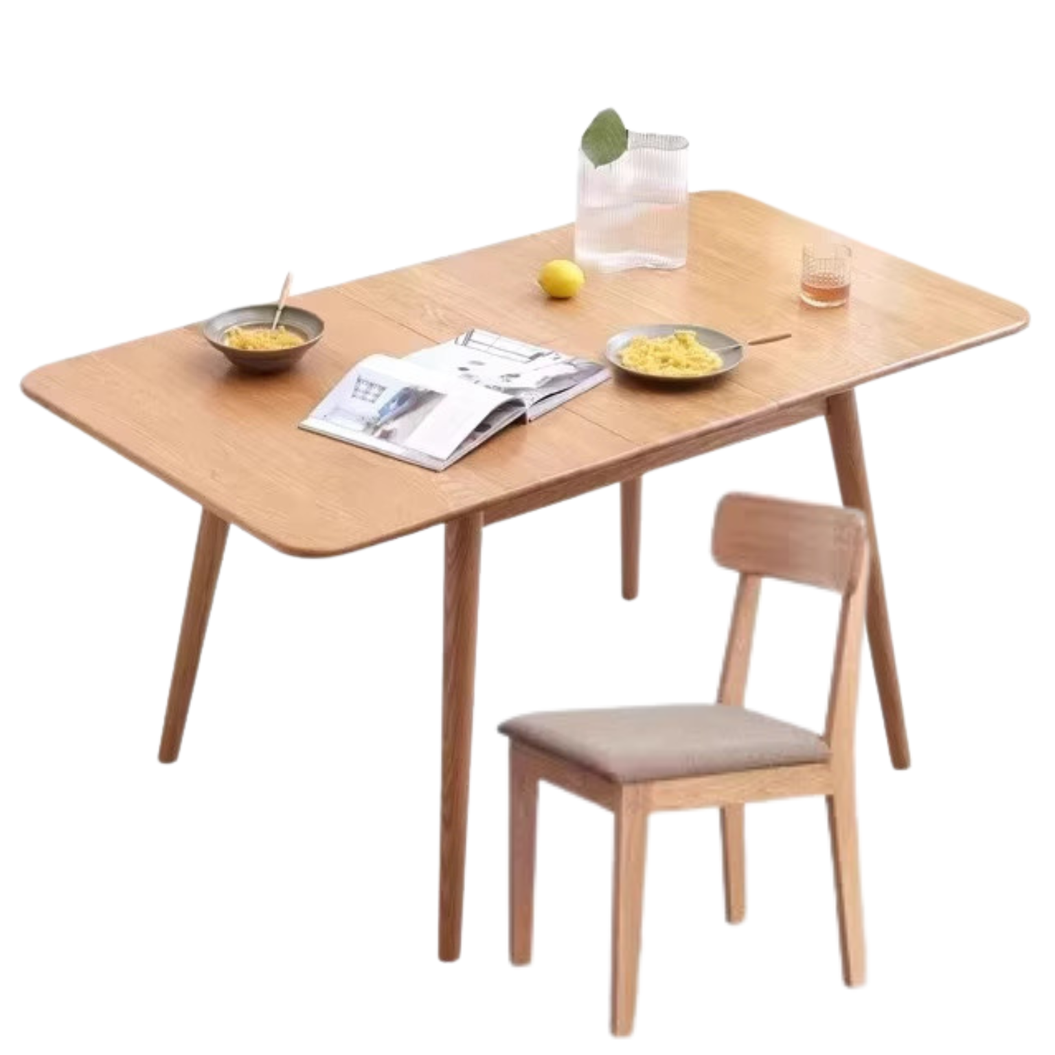 Oak solid wood Retractable folding dining table: