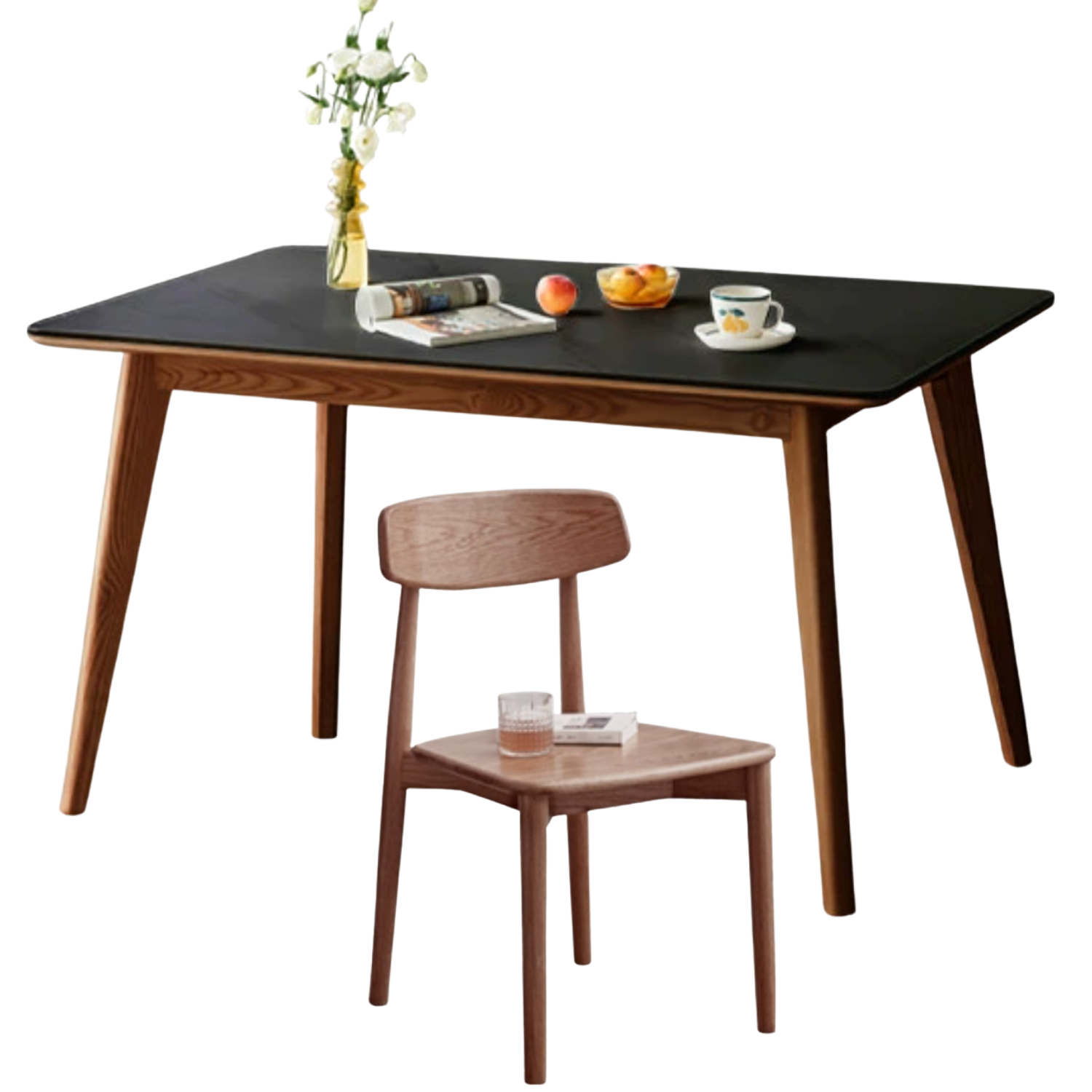 Ash, Black Walnut Solid Wood Slate Dining Table