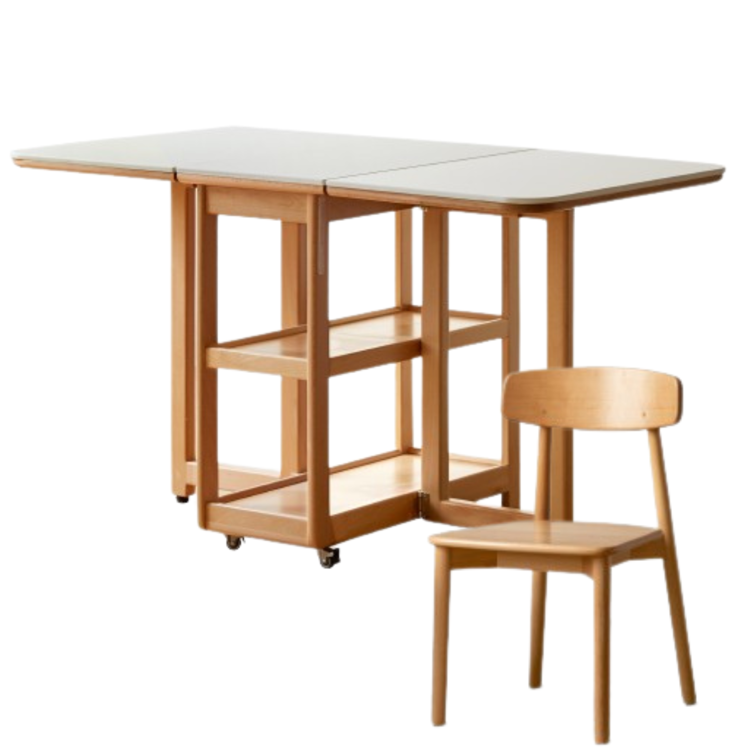 Beech solid wood folding movable rock plate dining table