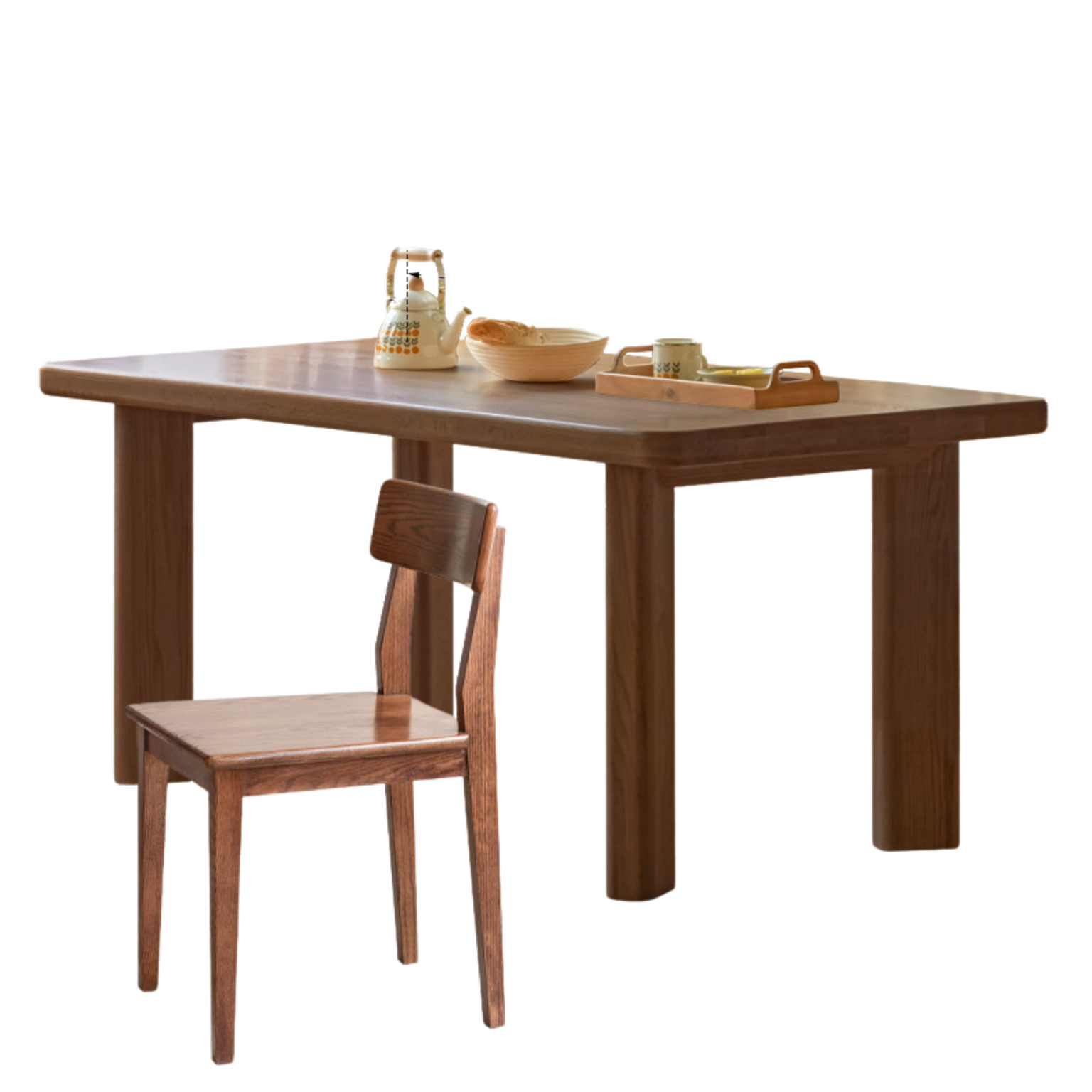 Oak solid wood large dining table table log style,