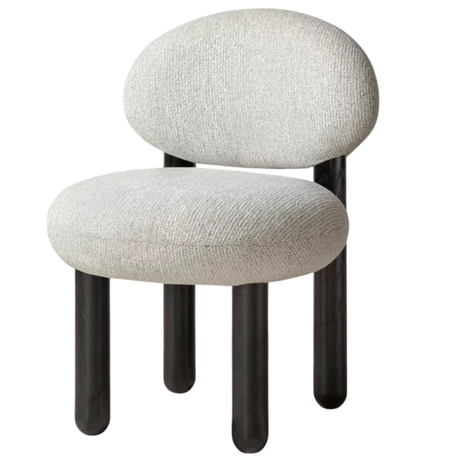 Ash Solid Wood Pebble Chenille Accent Chair with Cylindrical Legs