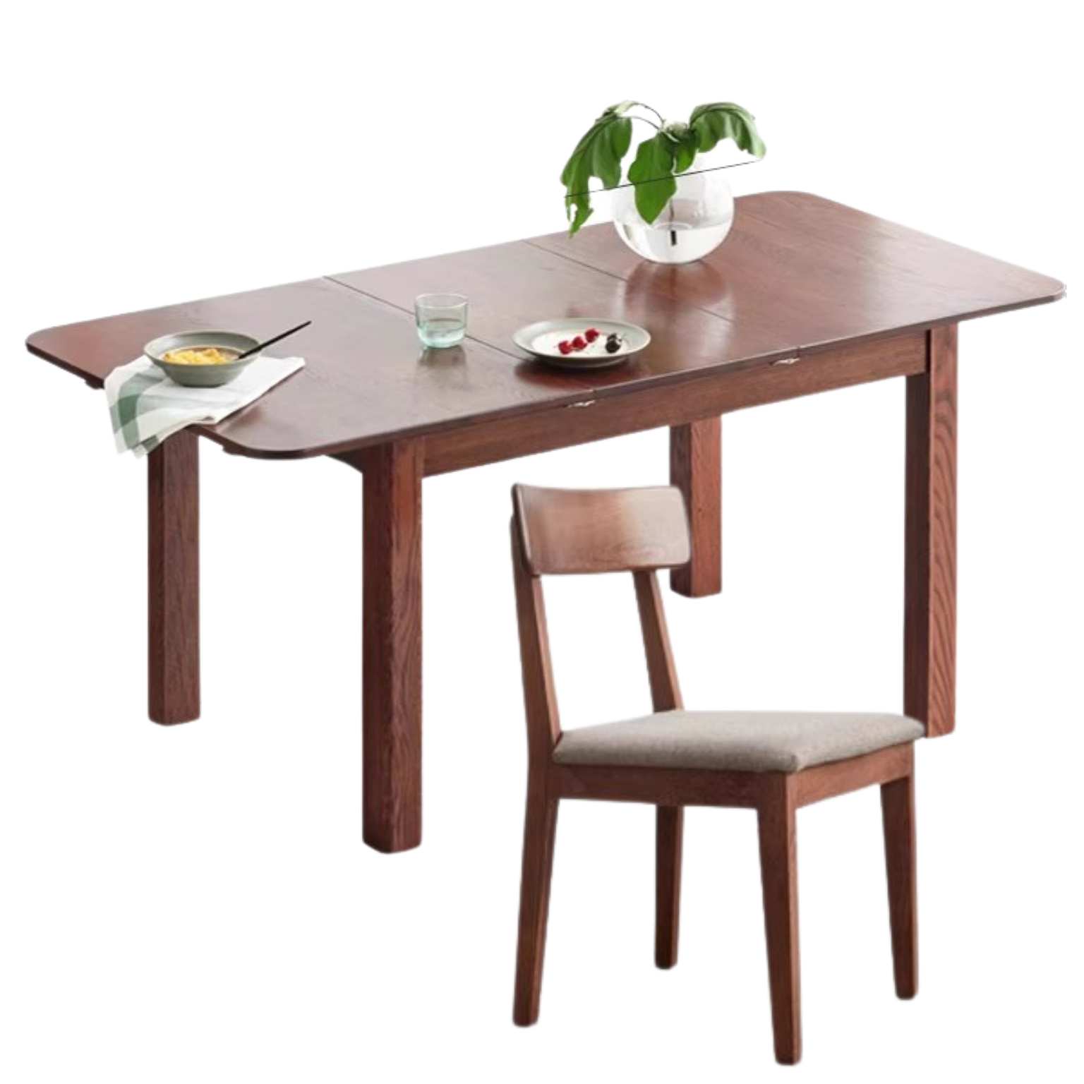 Oak solid wood telescopic folding dining table,