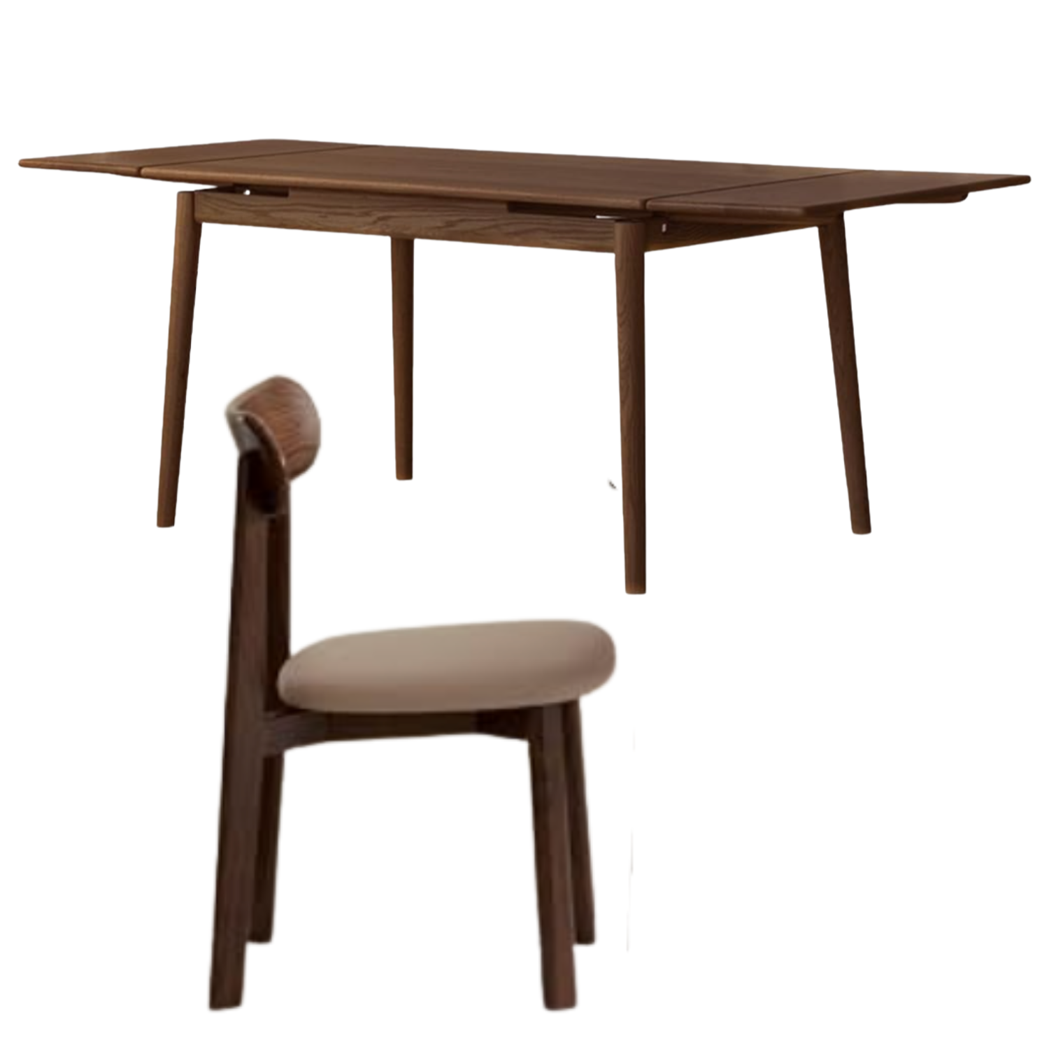 Oak Solid Wood Retractable Tabletop Dining Table