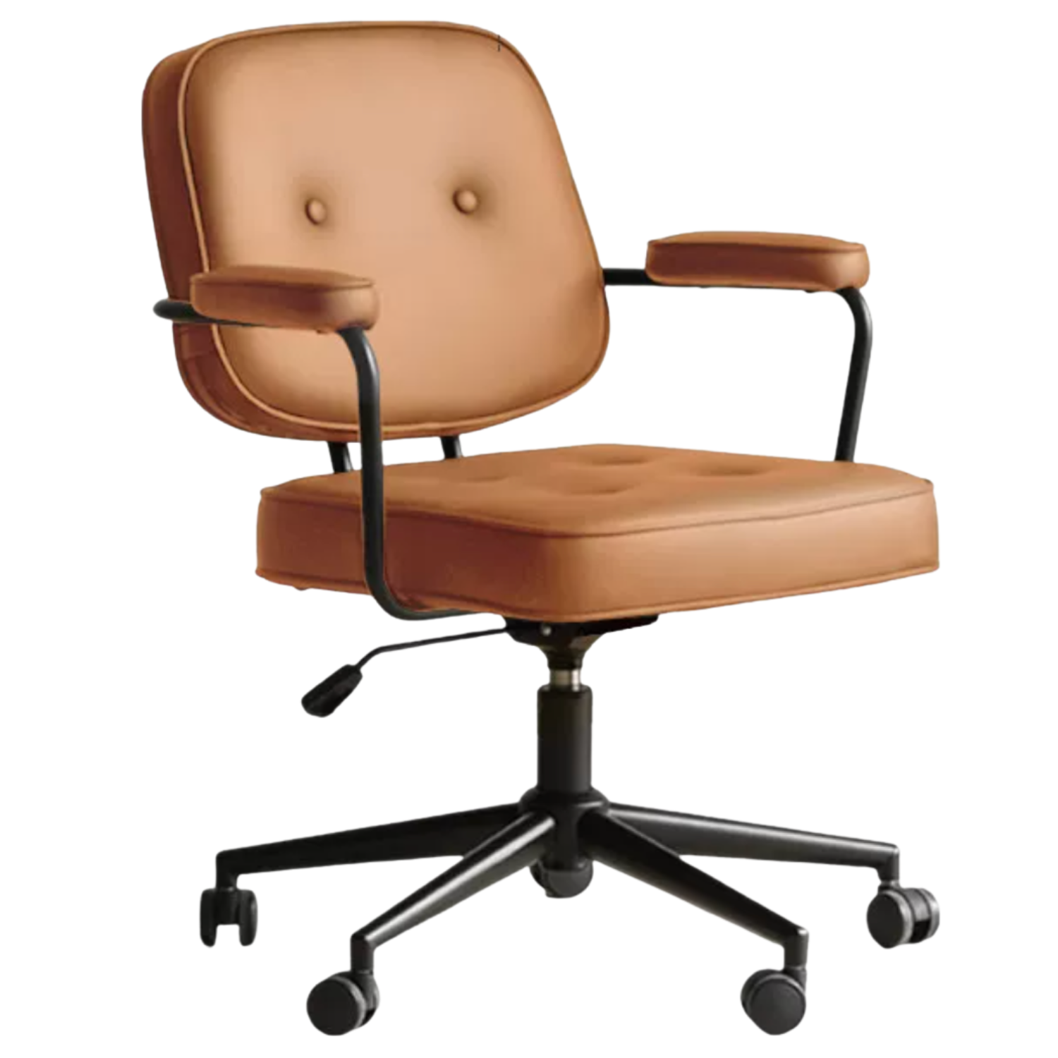 Leather Swivel Office Chair with Armrests