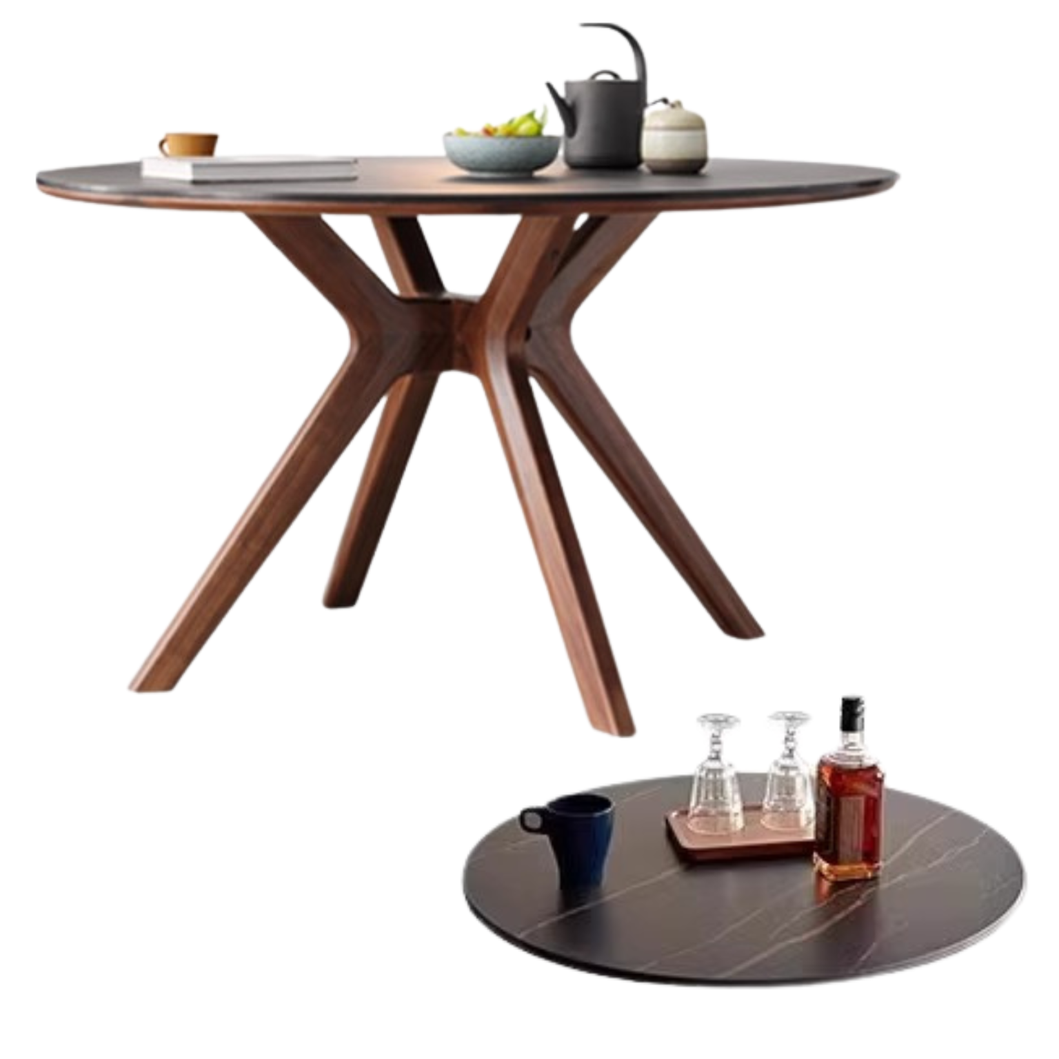 Black Walnut Solid Wood  round Dining Table