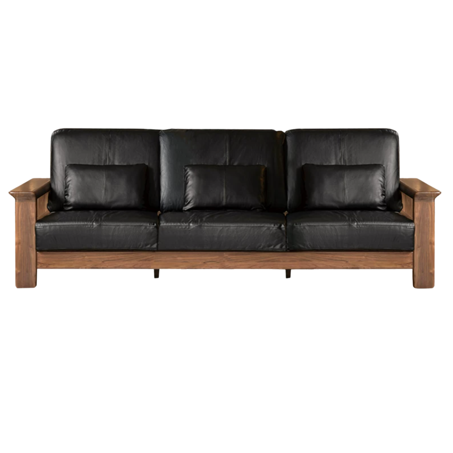 Black Walnut Solid Wood, Ash, Sandalwood, Genuine Leather, fabrics Designer Sofa with Deep, Structured Silhouette