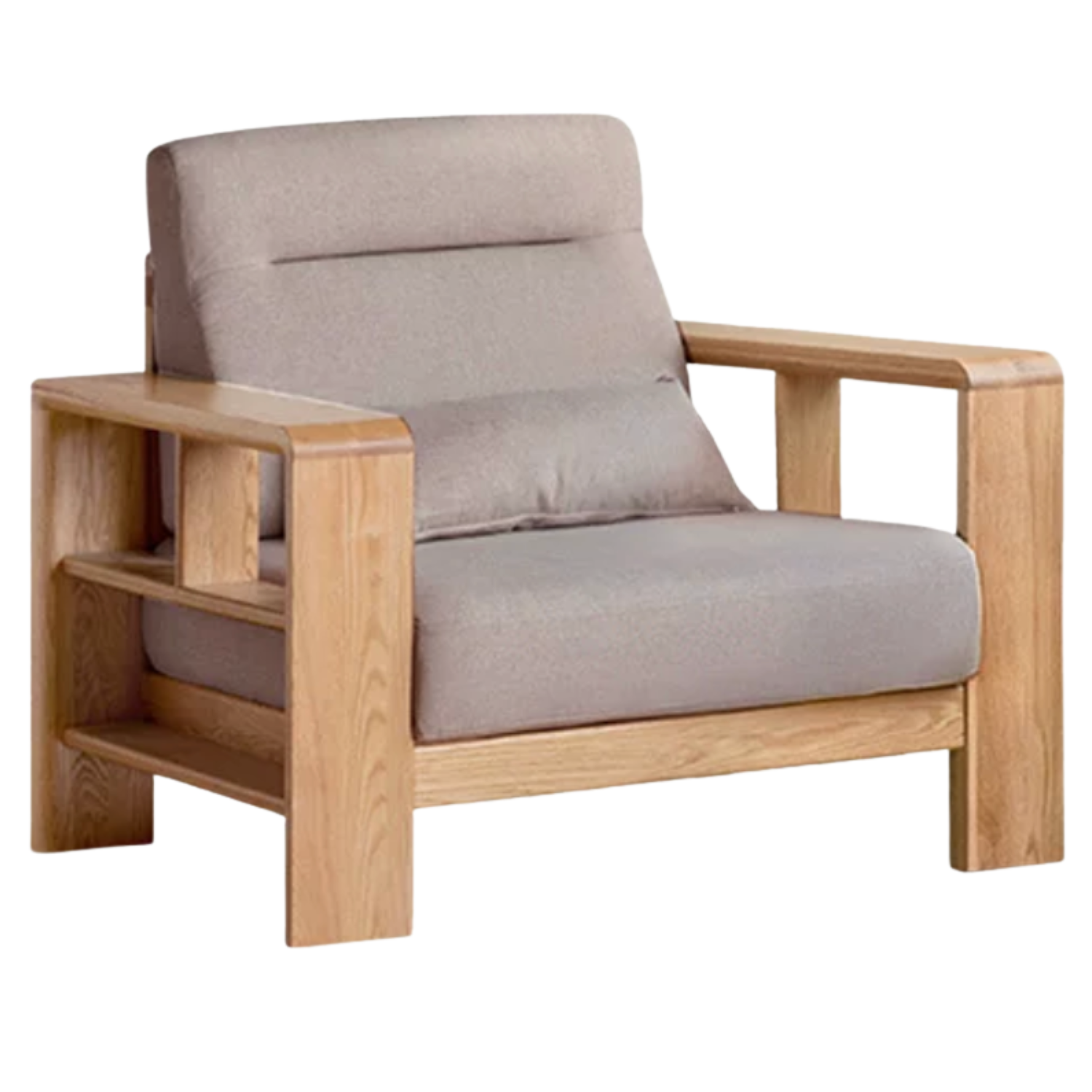 Oak, Ash Solid Wood Corner Sofa with Modern Fabric Upholstery