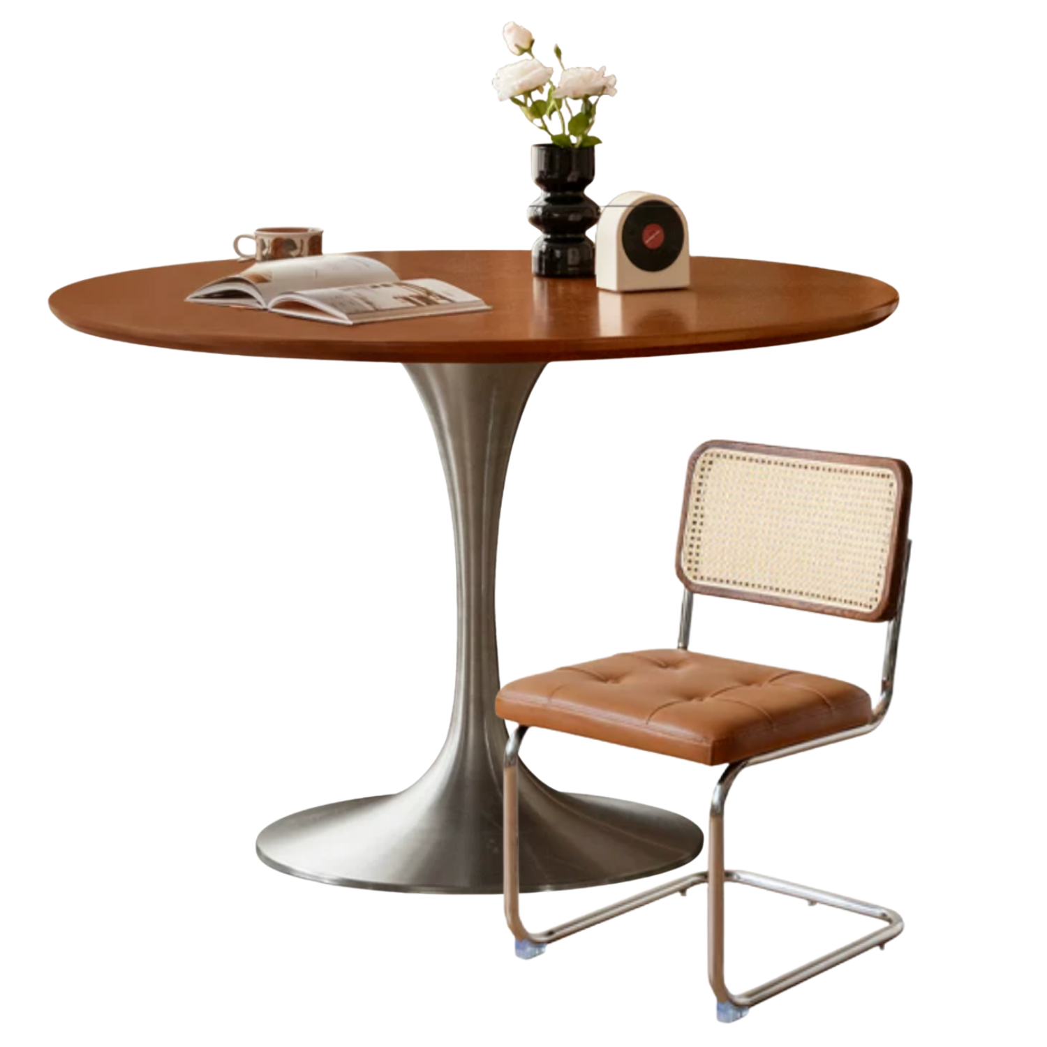 Poplar Solid Wood Antique Style Round Bauhaus Dining Table