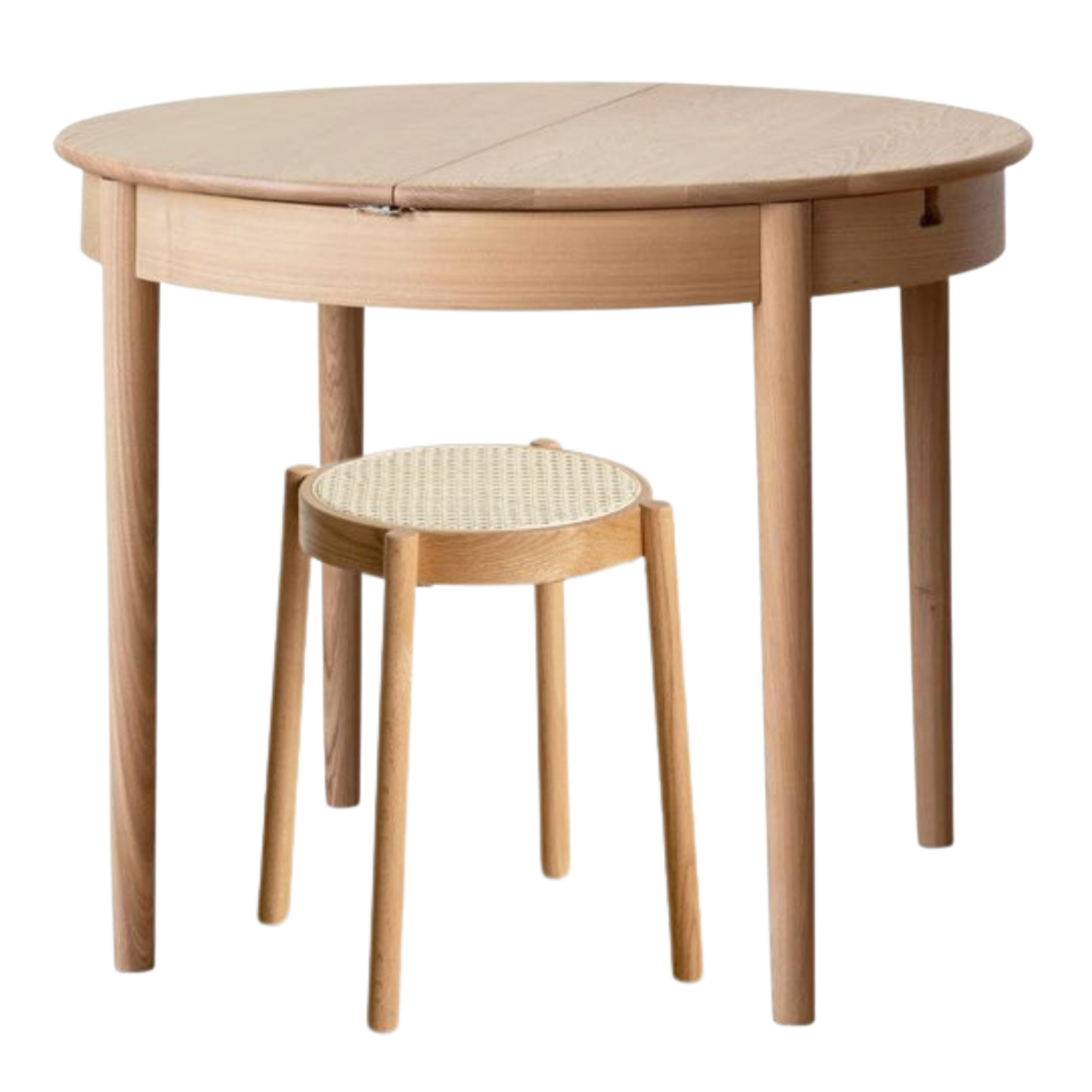 Oak, ash Solid Wood Retractable Round Dining Table